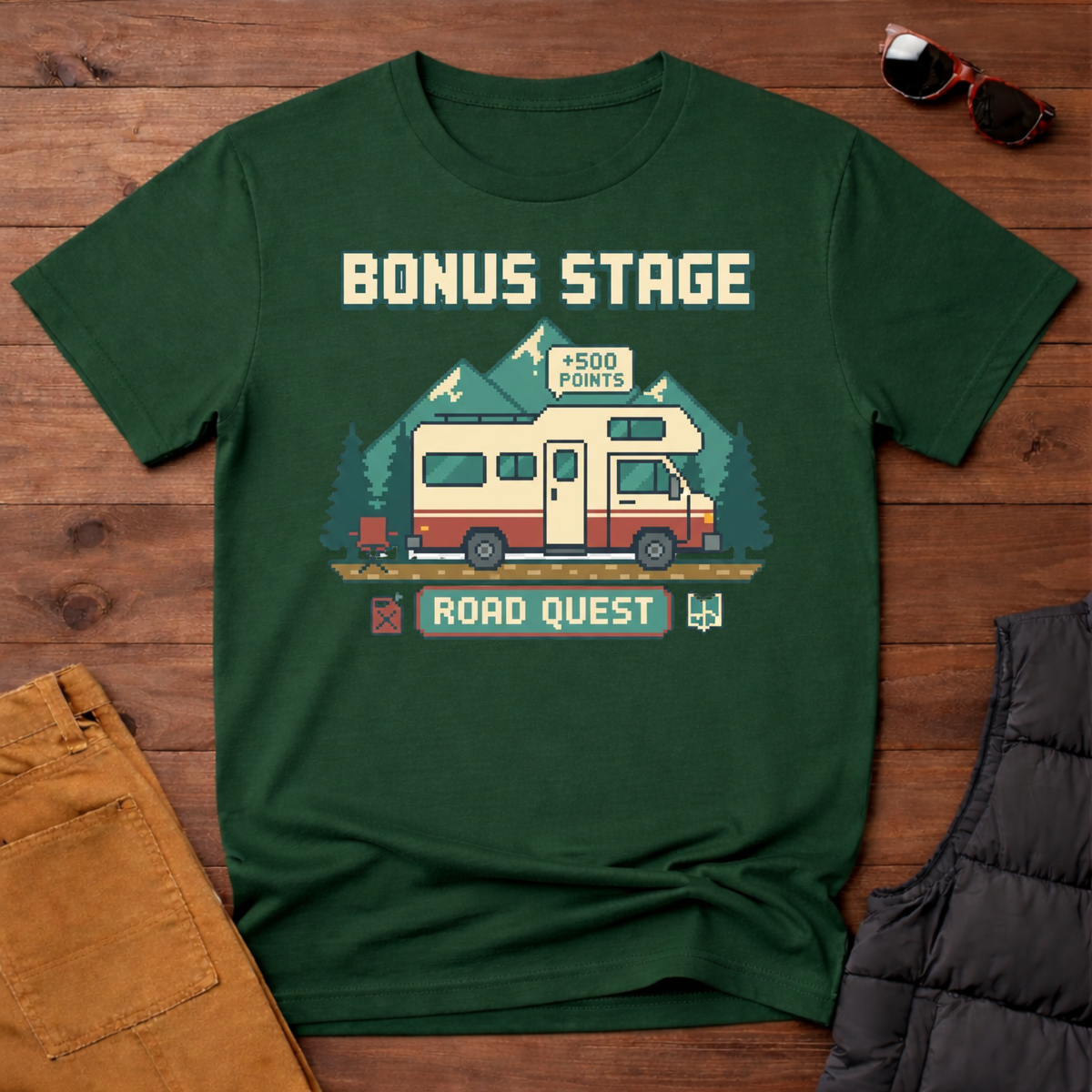 8-Bit RV Bonus Stage Road Quest T-Shirt