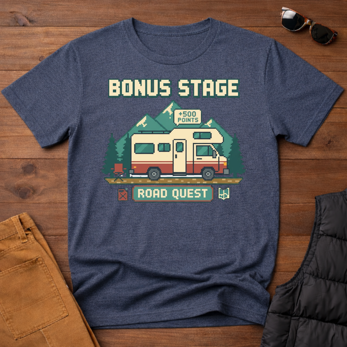 8-Bit RV Bonus Stage Road Quest T-Shirt | Yampa Roots