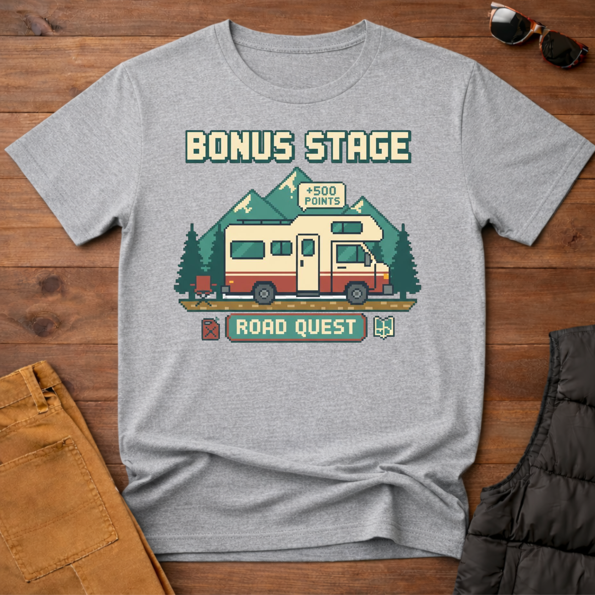 8-Bit RV Bonus Stage Road Quest T-Shirt
