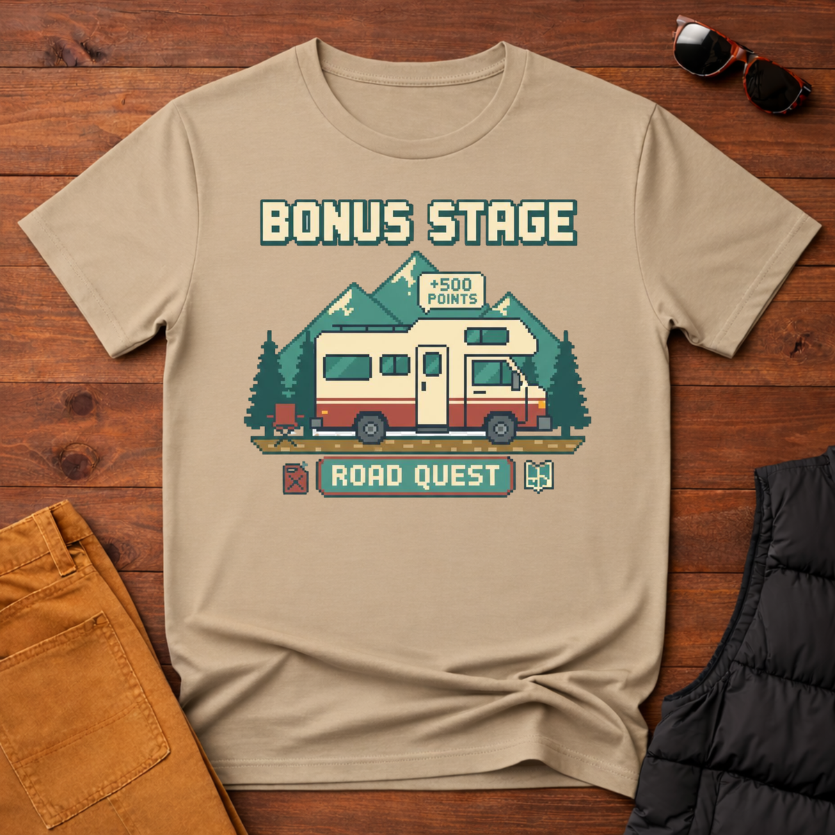 8-Bit RV Bonus Stage Road Quest T-Shirt