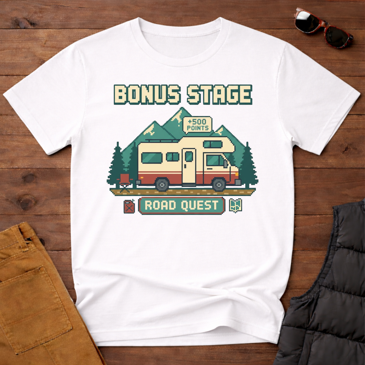 8-Bit RV Bonus Stage Road Quest T-Shirt