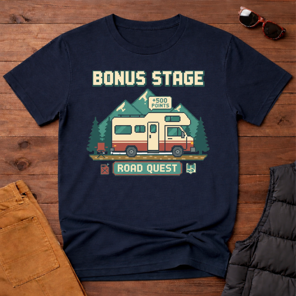 8-Bit RV Bonus Stage Road Quest T-Shirt