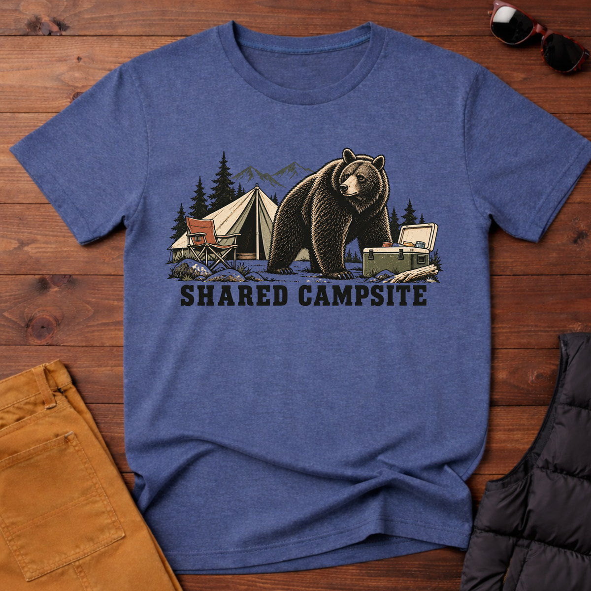 Shared Campsite T-Shirt — Funny Bear Camping Graphic Tee