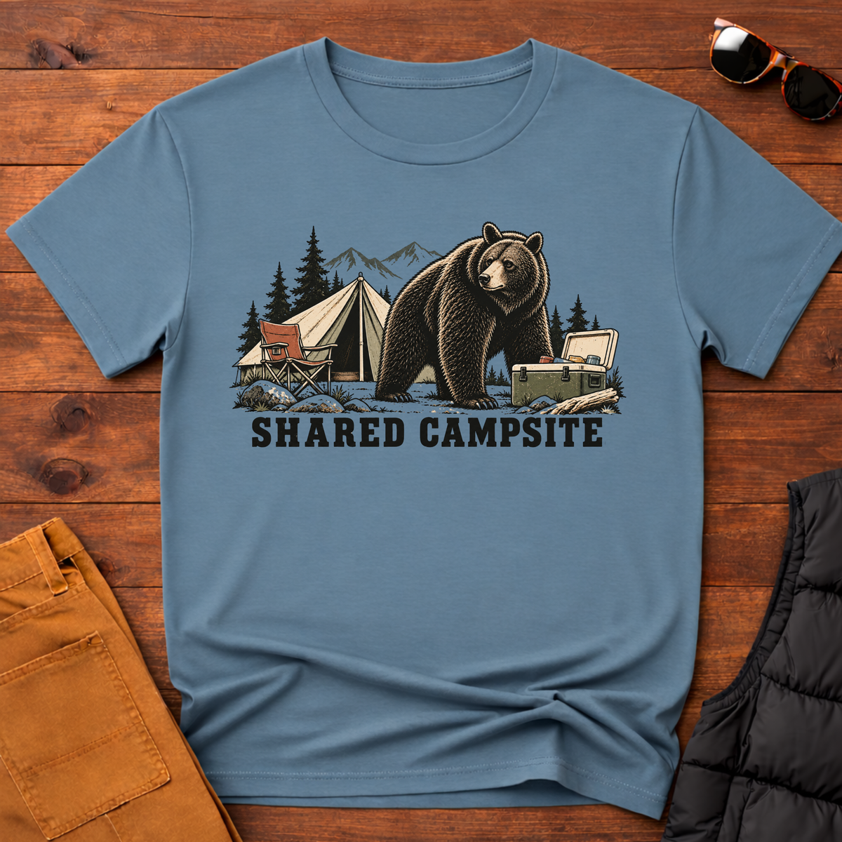 Shared Campsite T-Shirt — Funny Bear Camping Graphic Tee