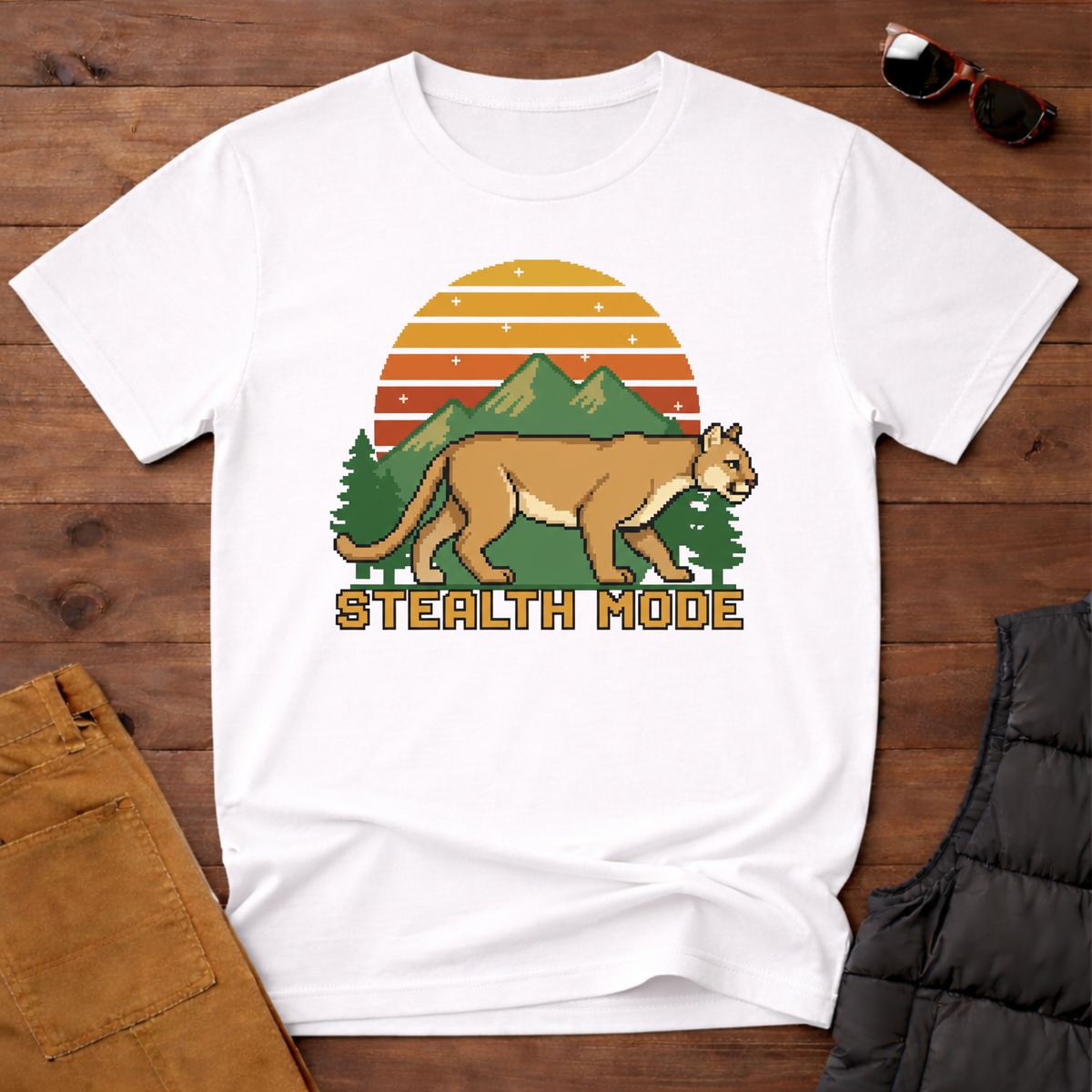 8-Bit Mountain Lion Stealth Mode T-Shirt