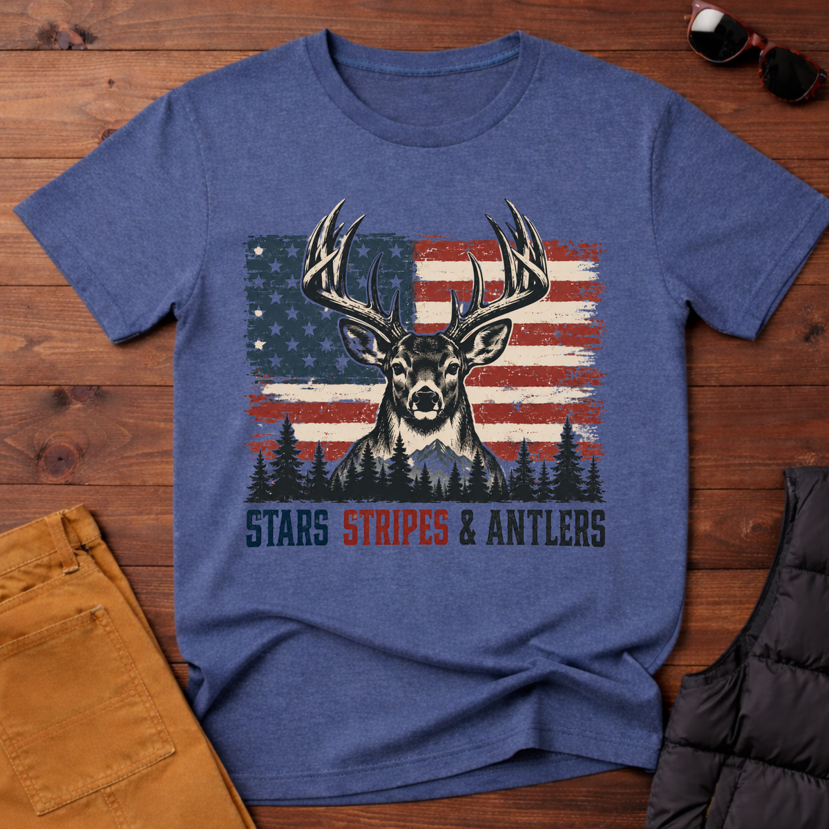 Stars Stripes & Antlers Tee