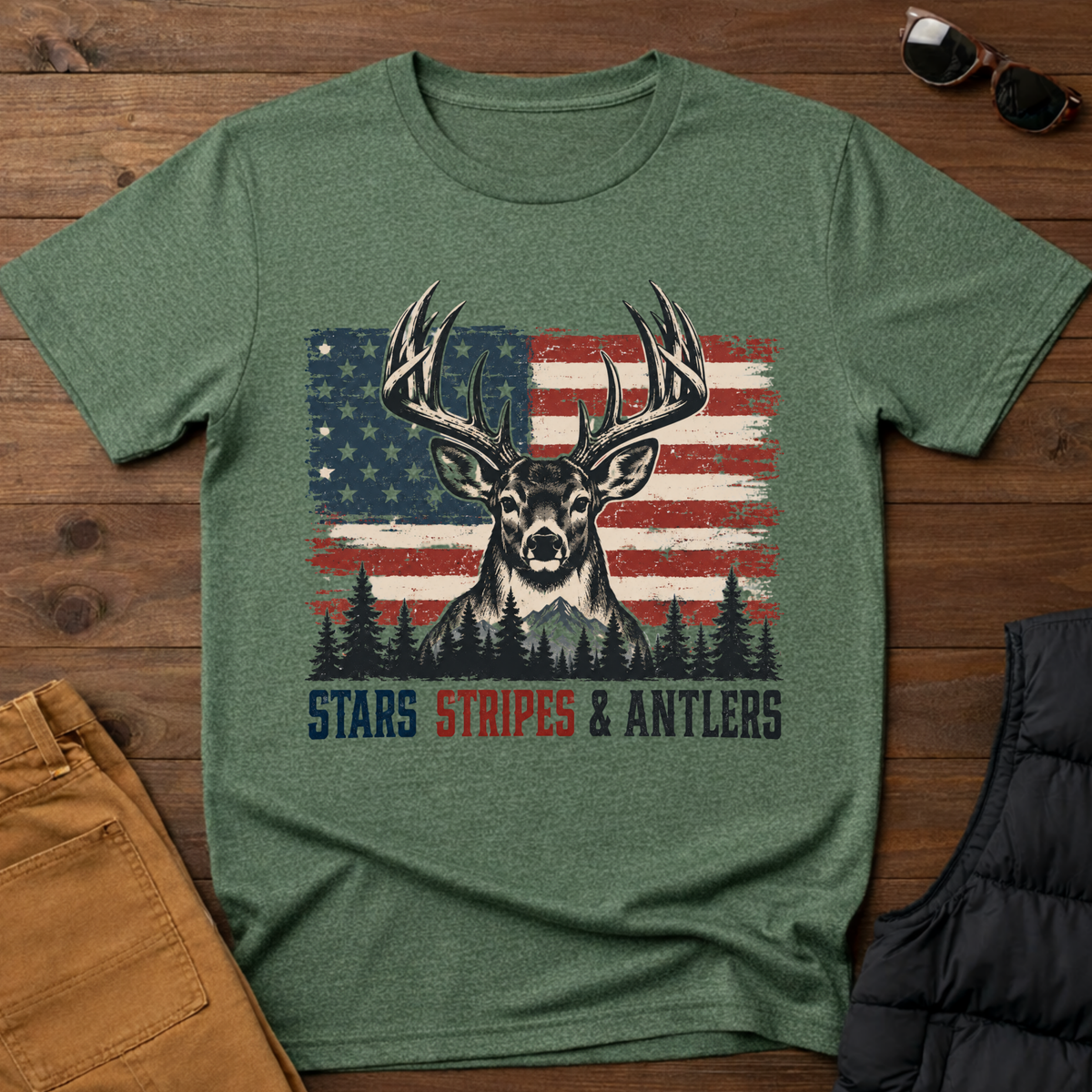 Stars Stripes & Antlers Tee
