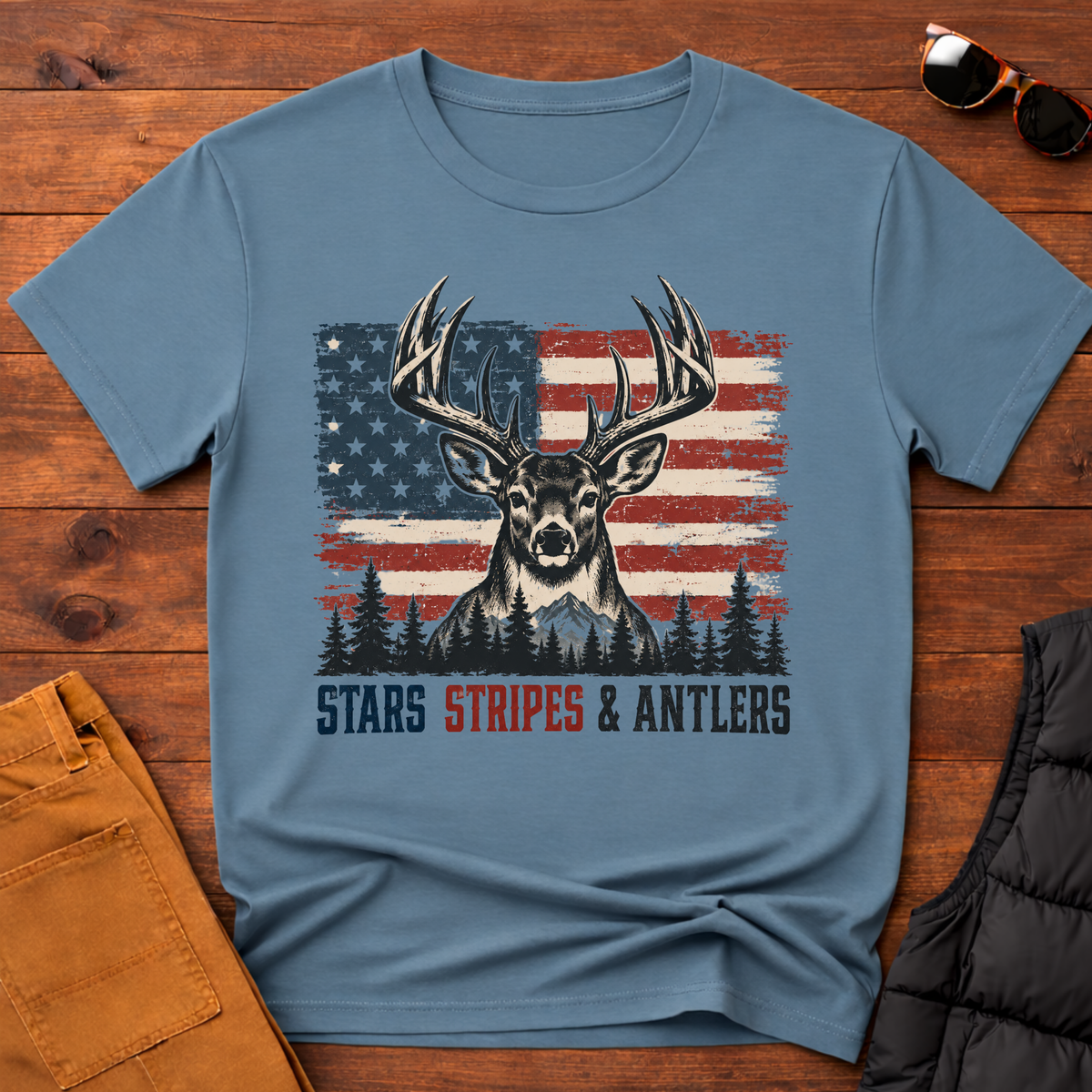 Stars Stripes & Antlers Tee