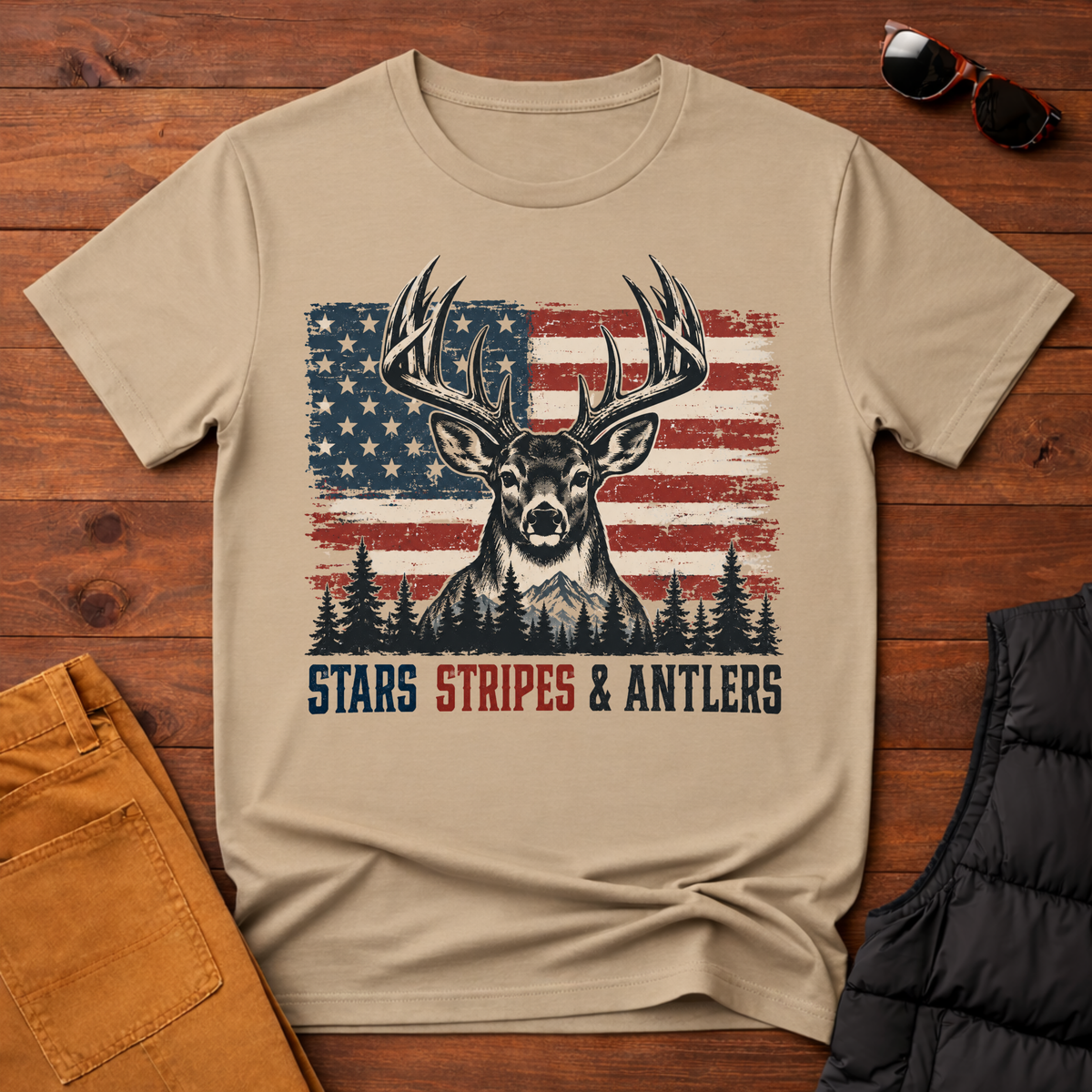 Stars Stripes & Antlers Tee