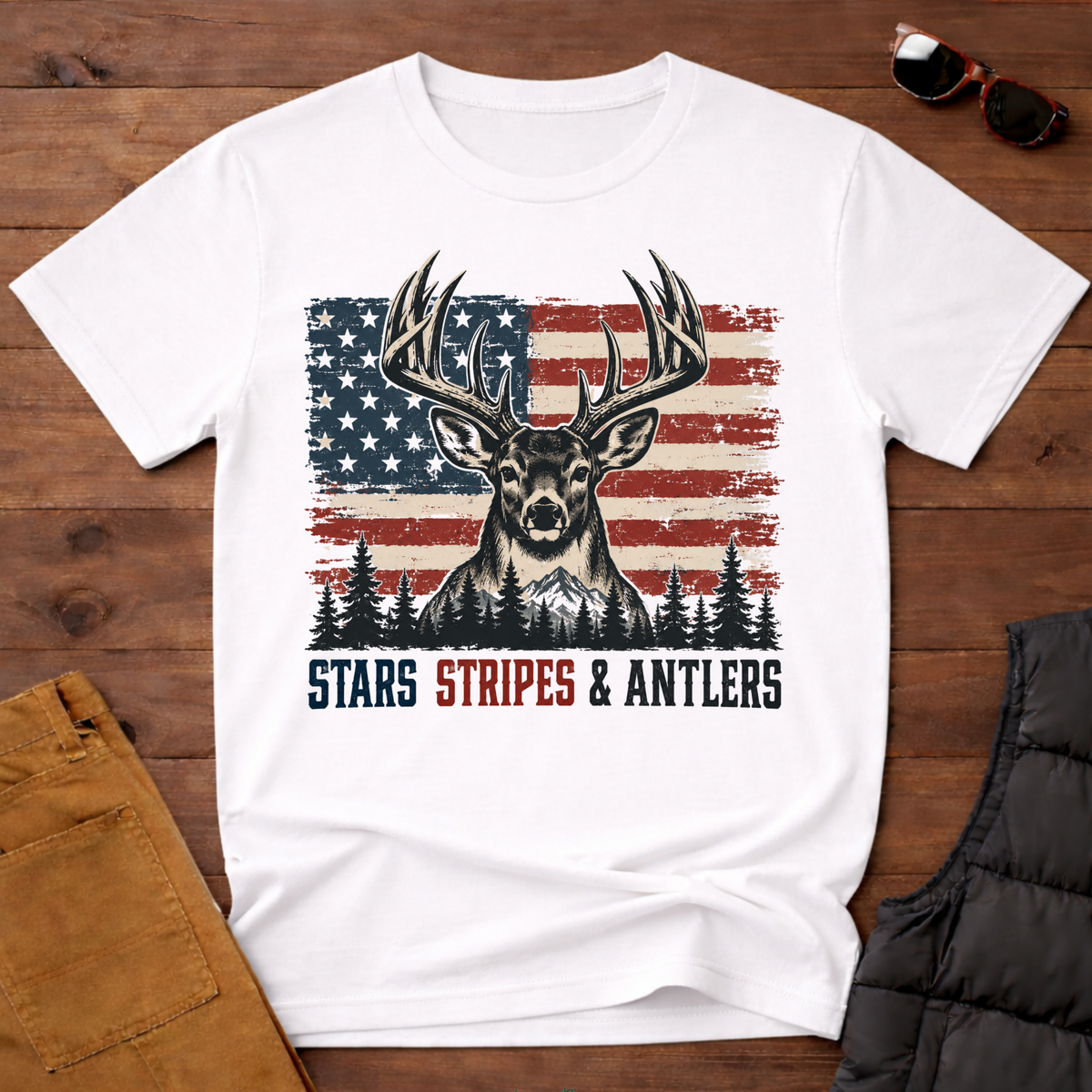 Stars Stripes & Antlers Tee