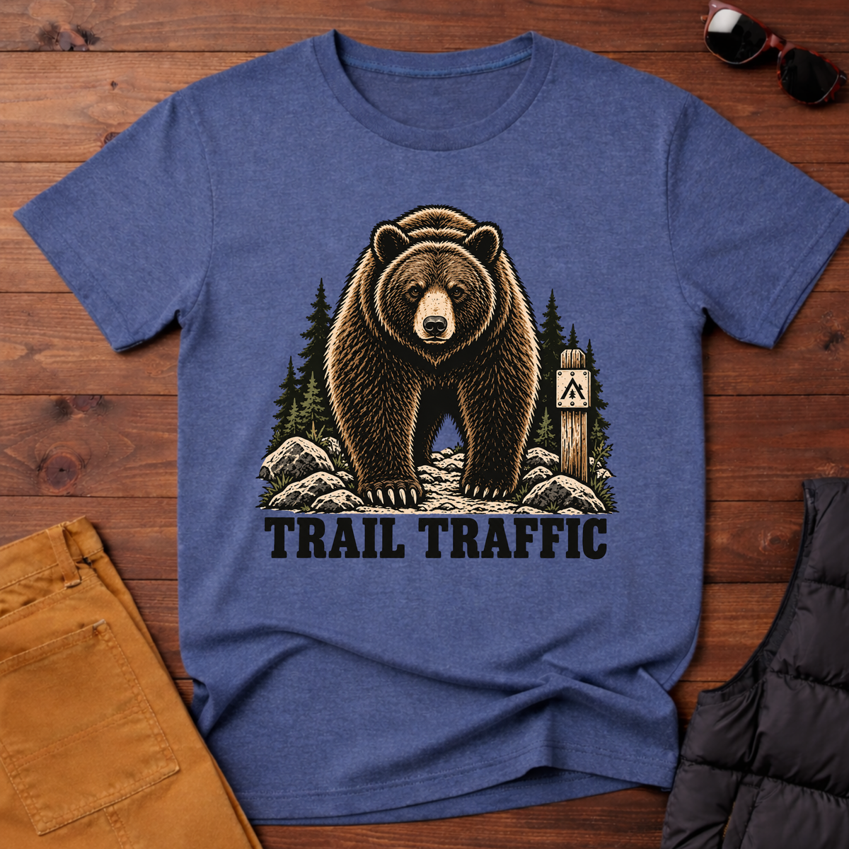 Trail Traffic Bear T-Shirt — Outdoor Hiking Graphic Tee
