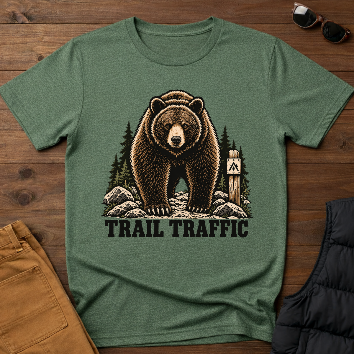 Trail Traffic Bear T-Shirt — Outdoor Hiking Graphic Tee