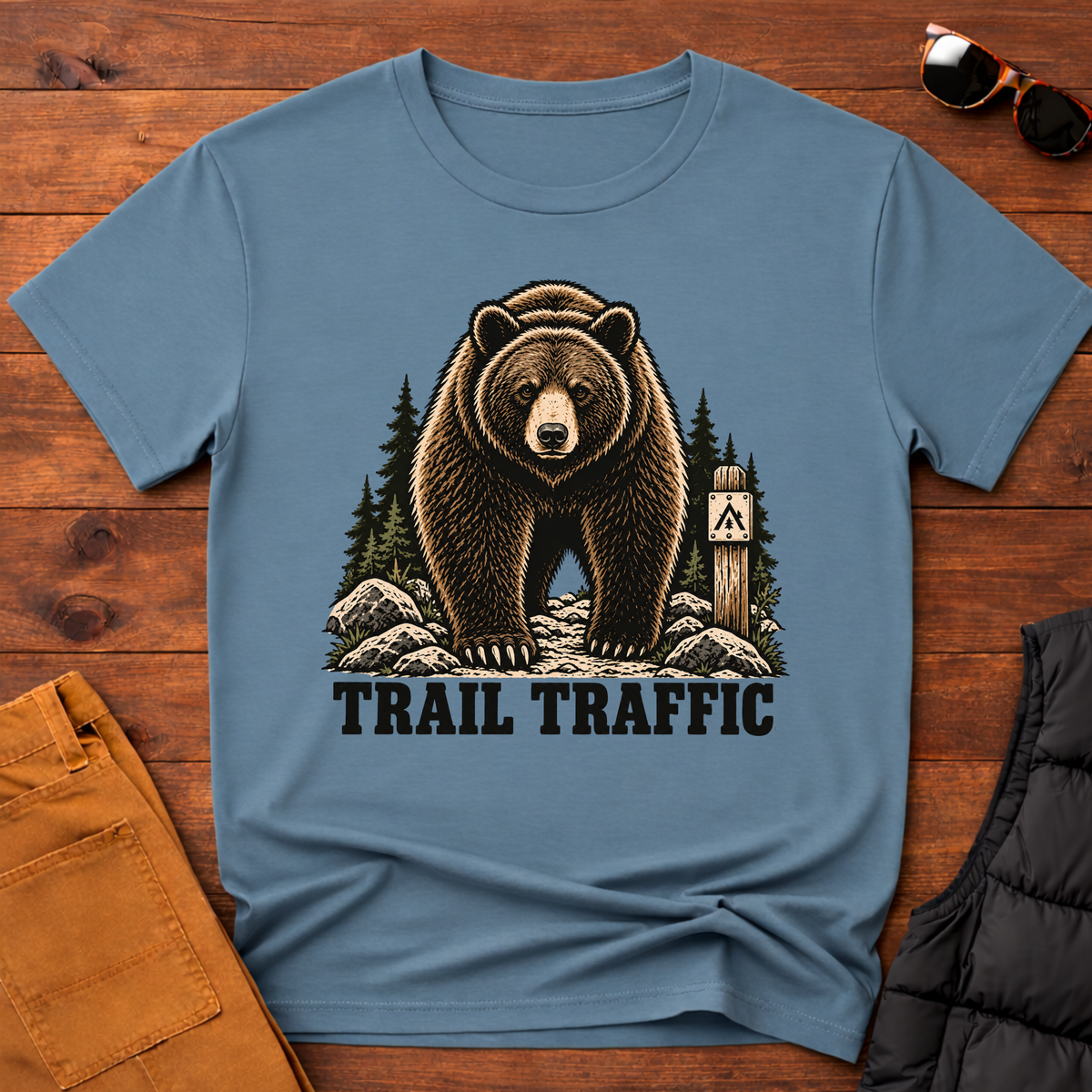 Trail Traffic Bear T-Shirt — Outdoor Hiking Graphic Tee