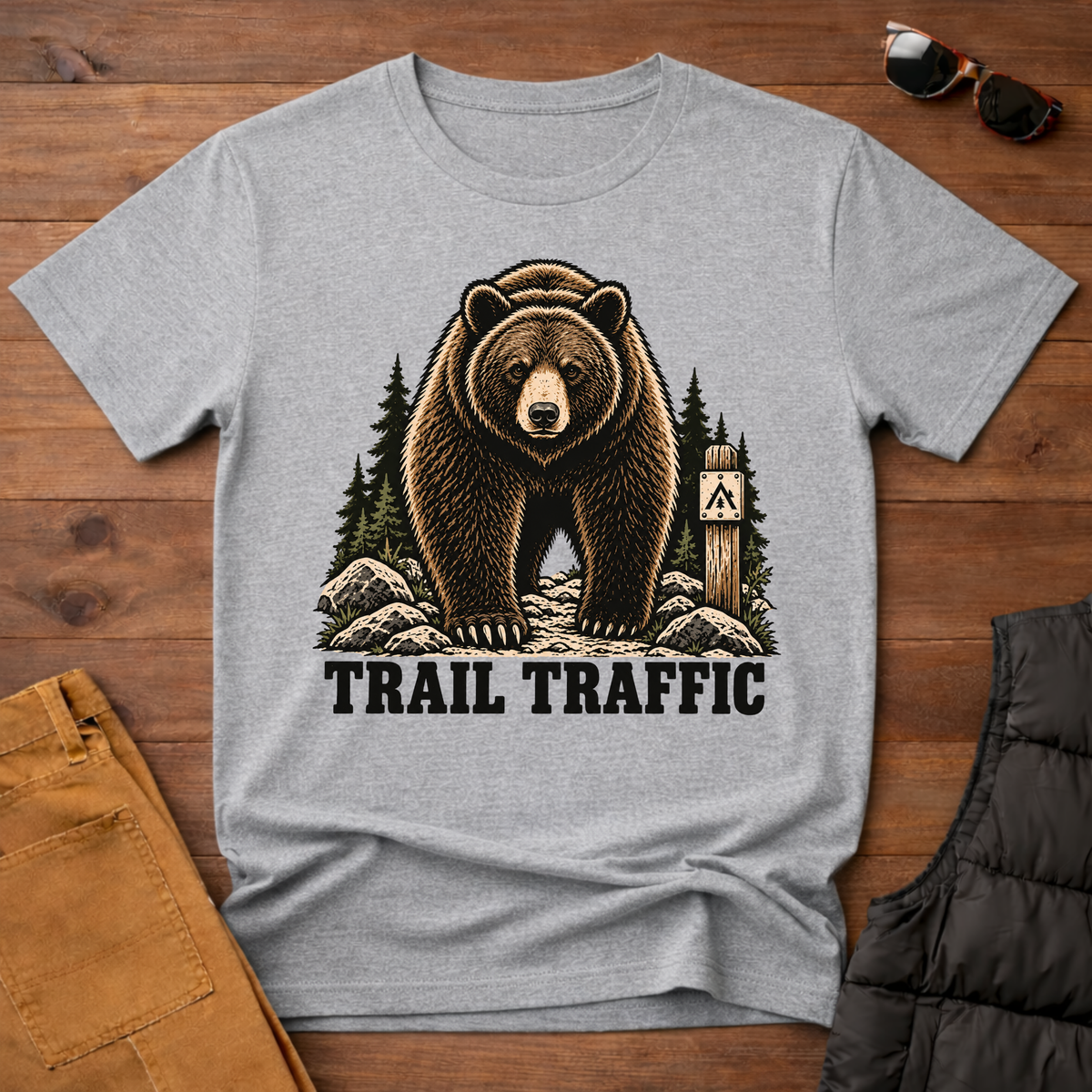Trail Traffic Bear T-Shirt — Outdoor Hiking Graphic Tee