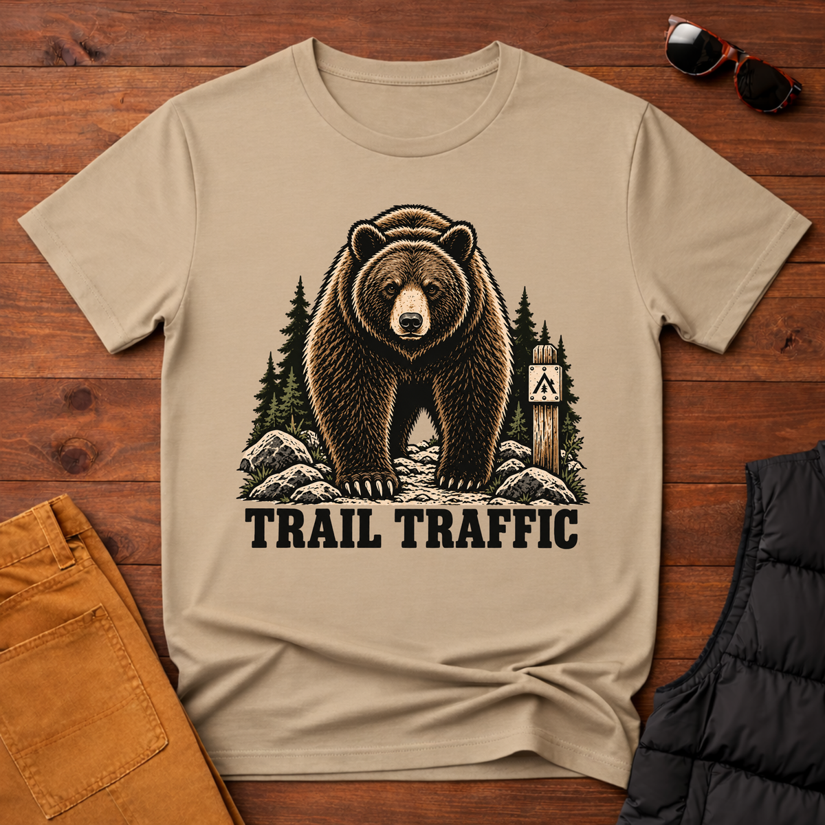 Trail Traffic Bear T-Shirt — Outdoor Hiking Graphic Tee