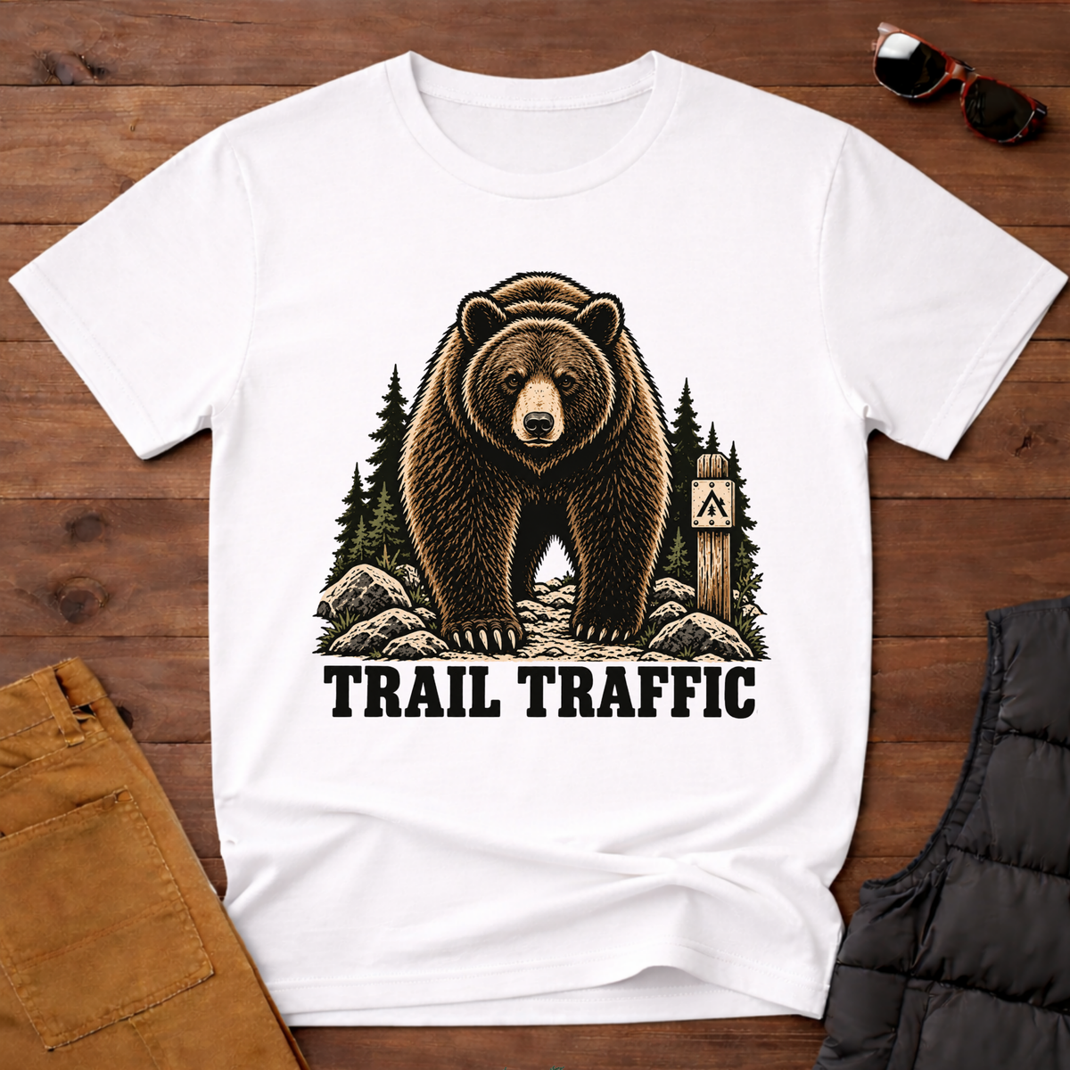 Trail Traffic Bear T-Shirt — Outdoor Hiking Graphic Tee