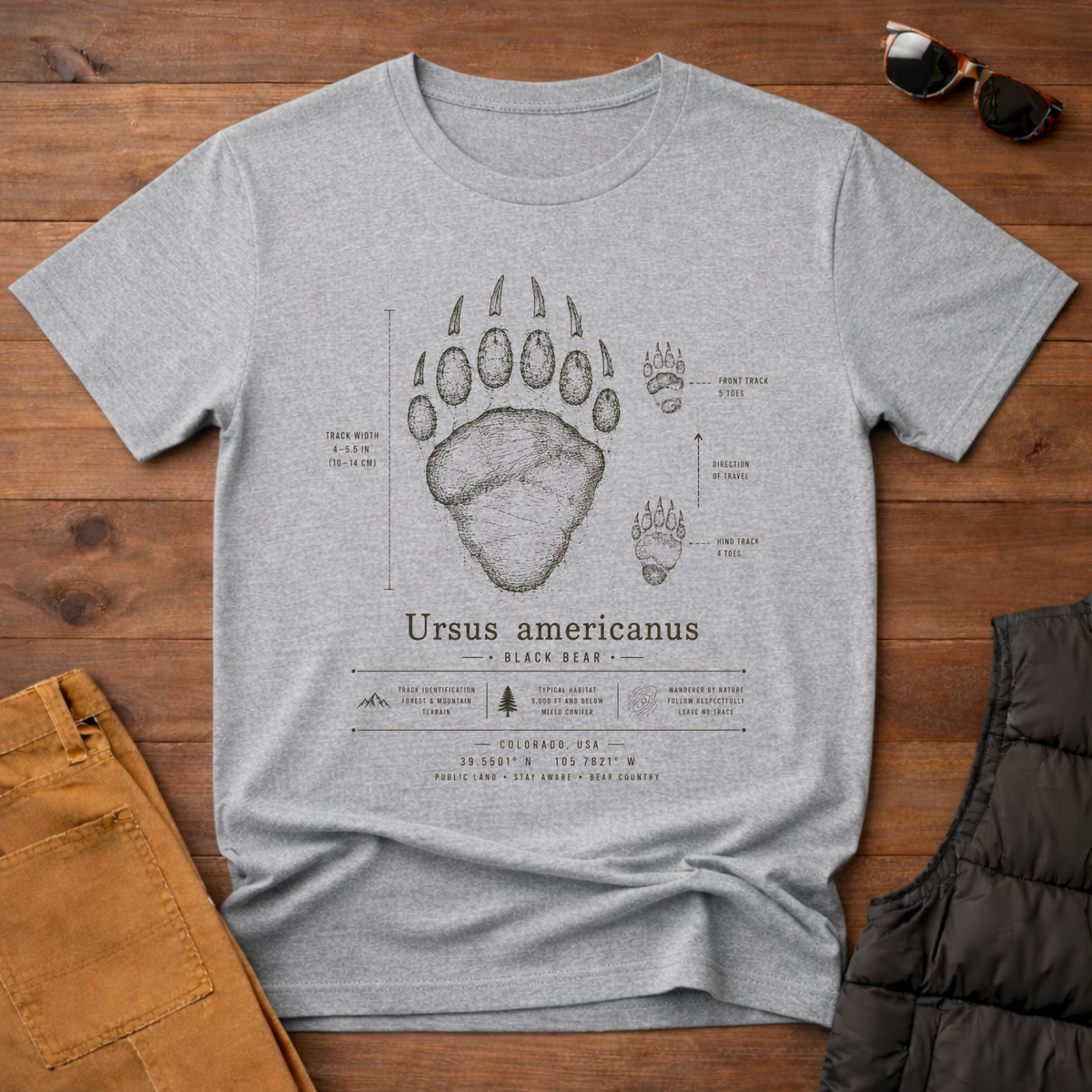 Black Bear Track T-Shirt