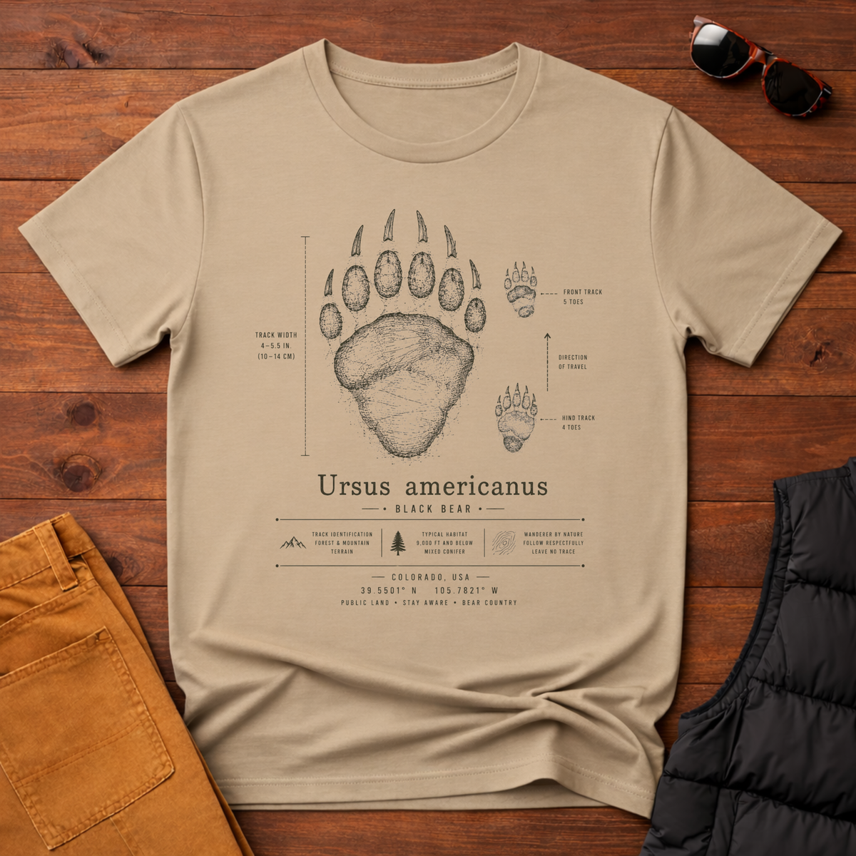 Black Bear Track T-Shirt
