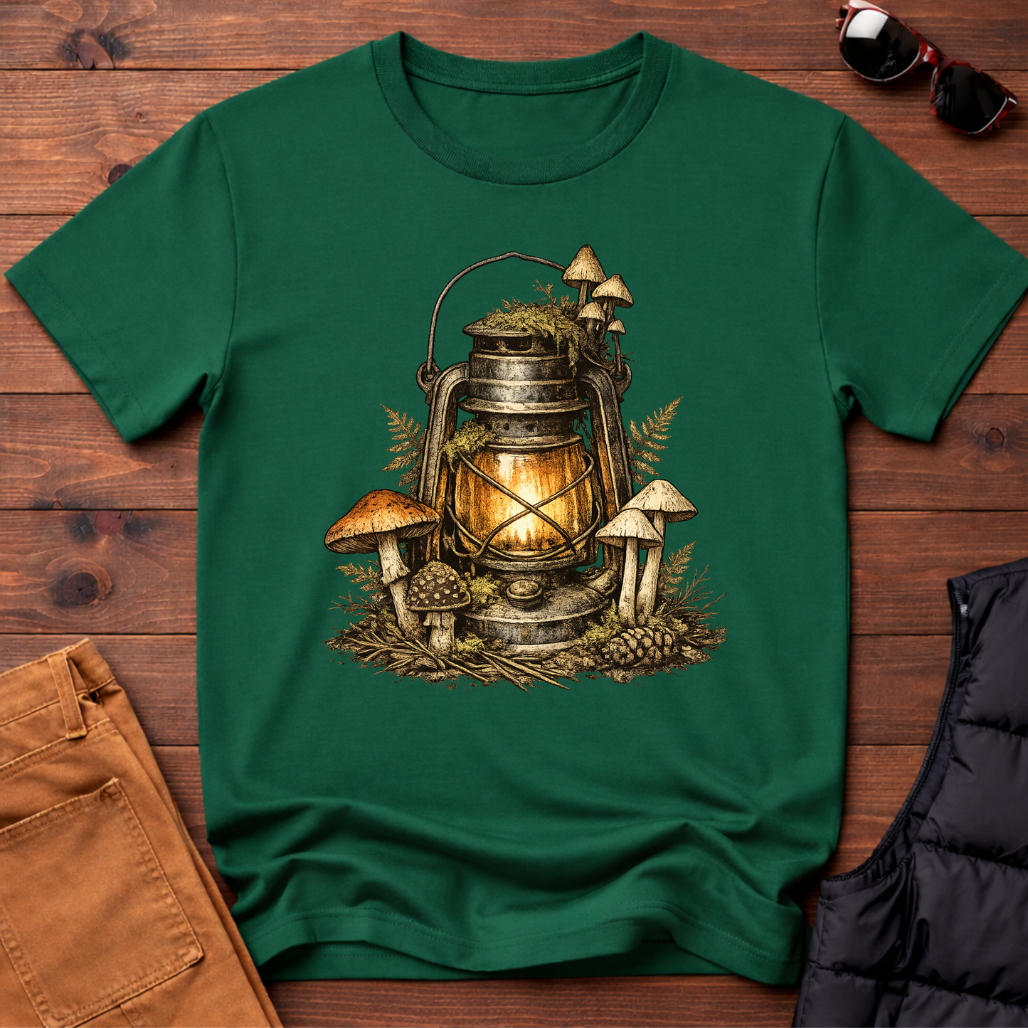 Vintage Lantern & Mushroom T-Shirt