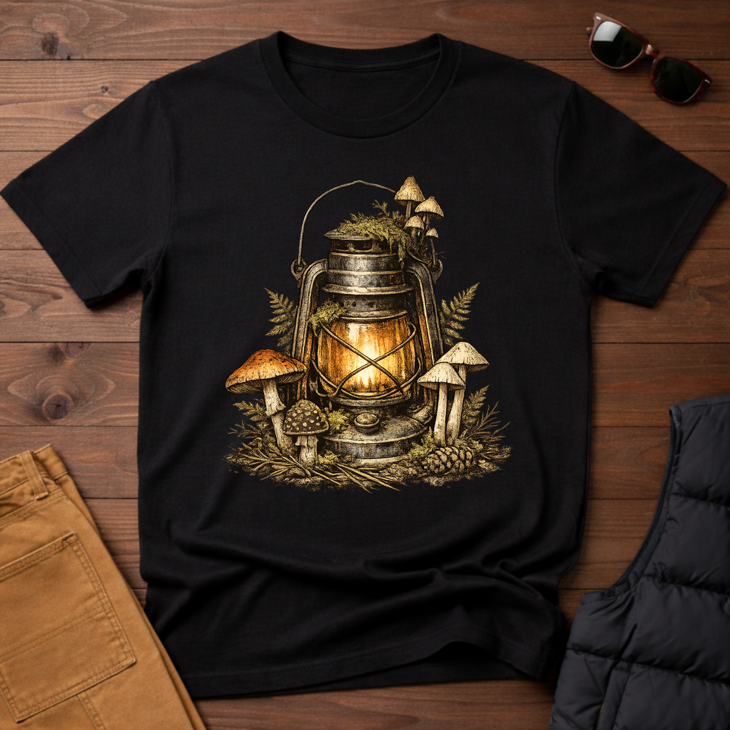 Vintage Lantern & Mushroom T-Shirt