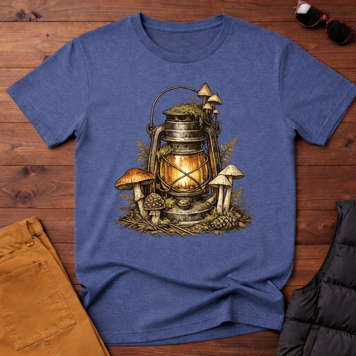 Vintage Lantern & Mushroom T-Shirt