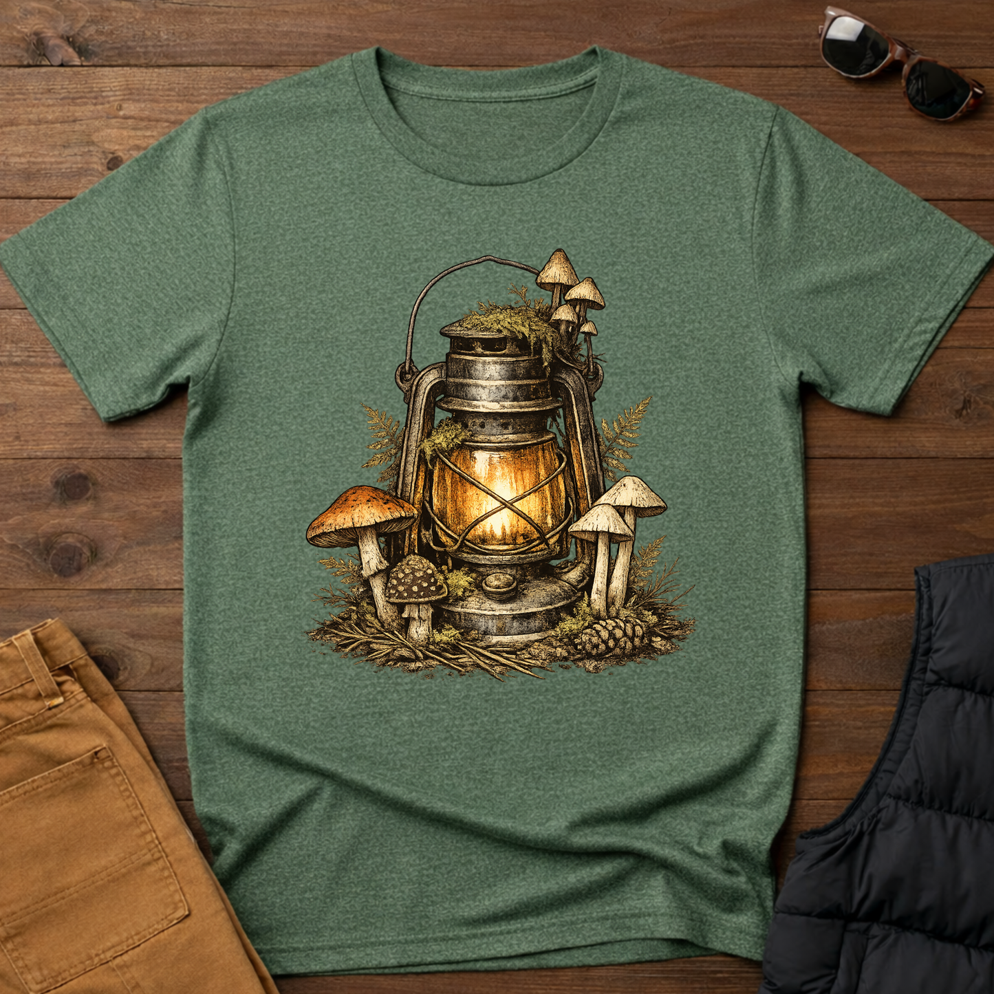 Vintage Lantern & Mushroom T-Shirt