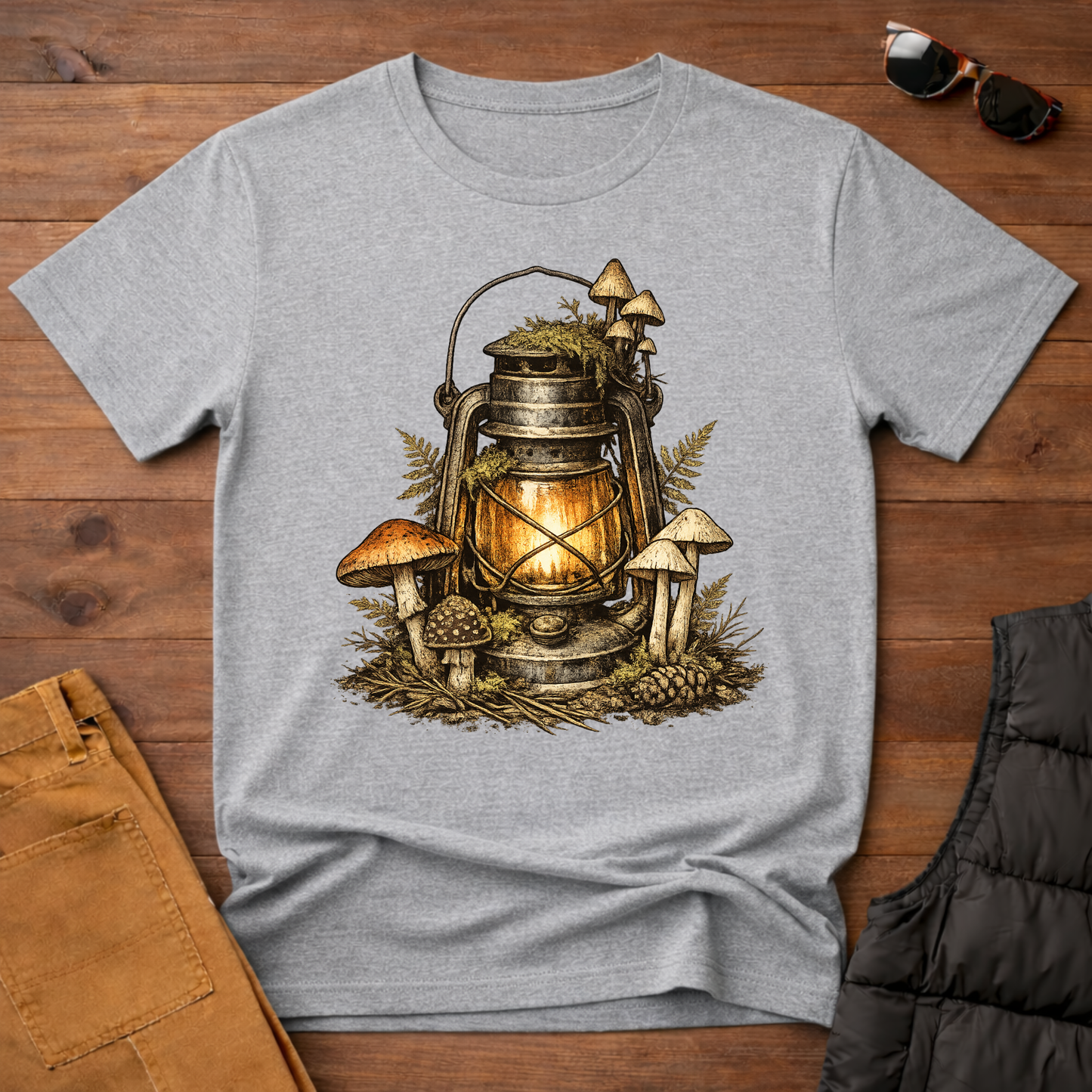 Vintage Lantern & Mushroom T-Shirt