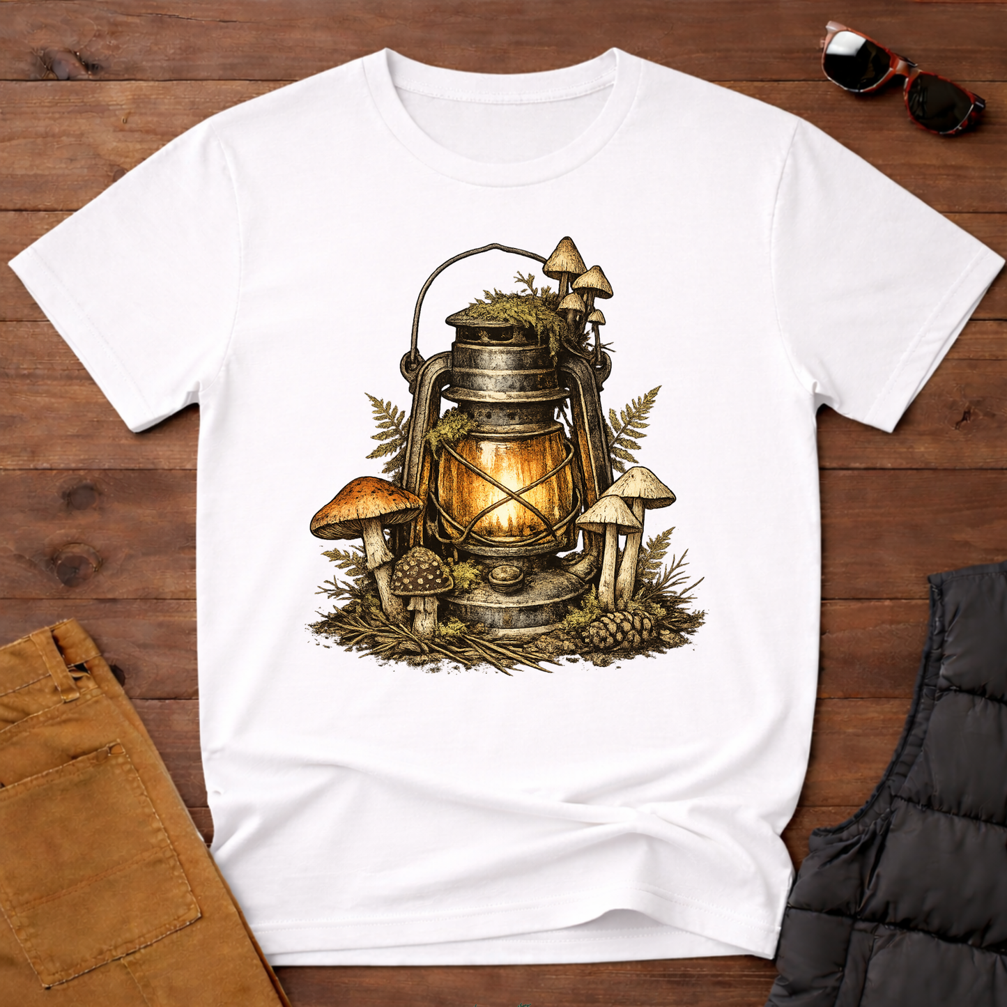 Vintage Lantern & Mushroom T-Shirt