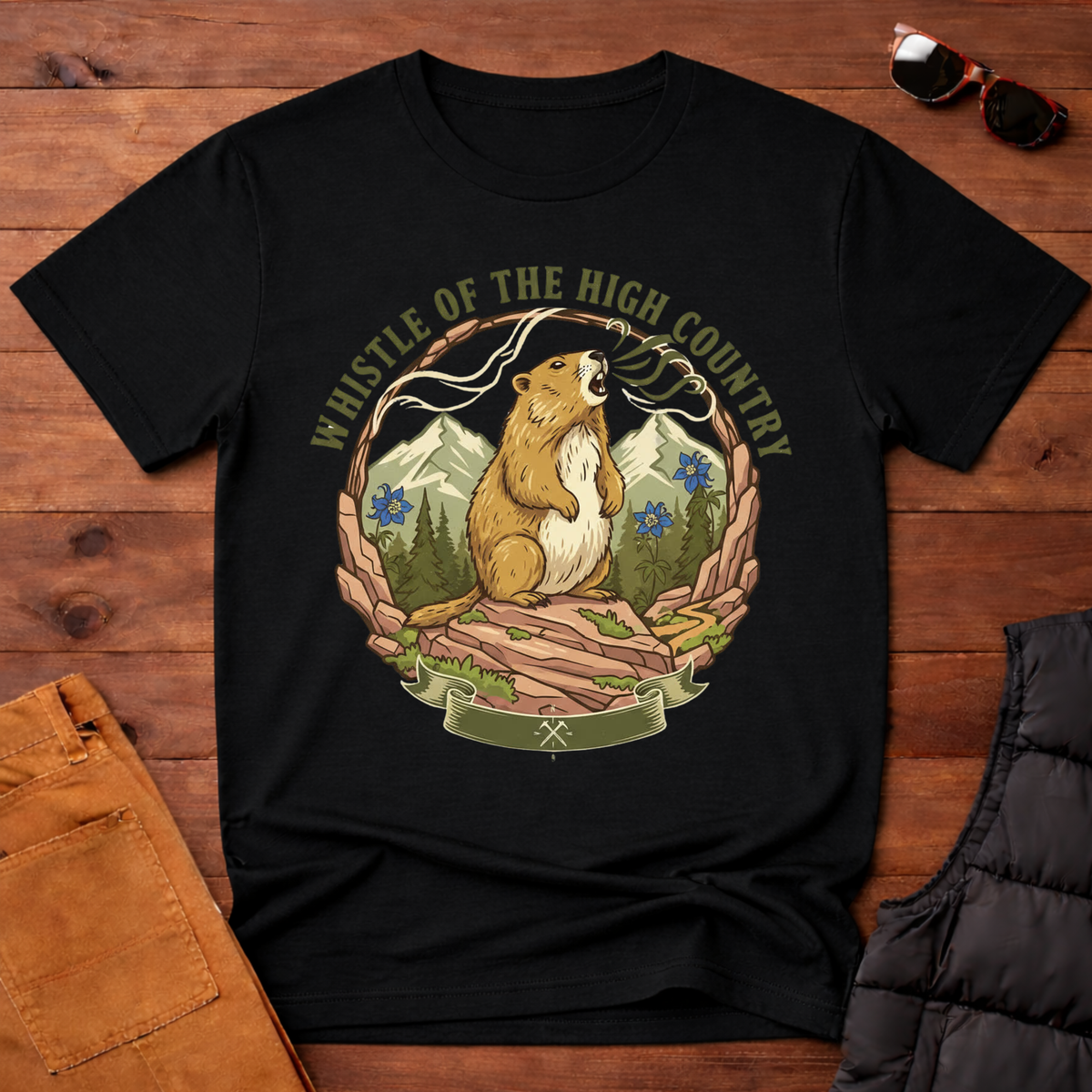 Whistle of the High Country- Yellow Bellied Marmot T-Shirt