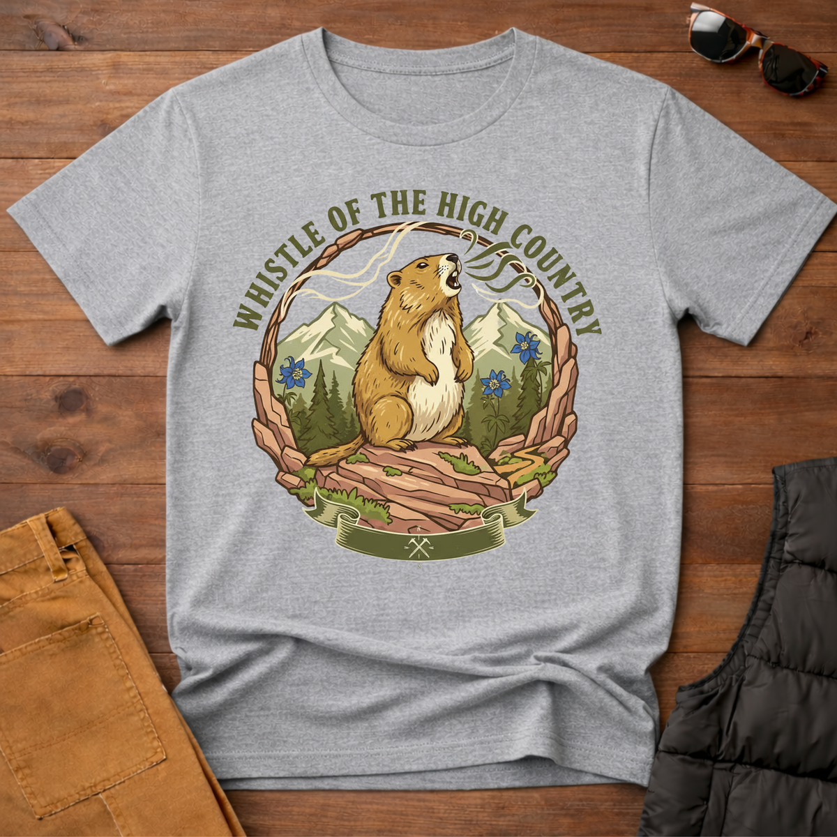Whistle of the High Country- Yellow Bellied Marmot T-Shirt