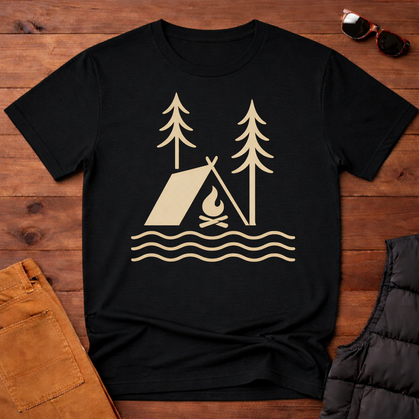 Wildlines Tent Campfire Camping T-Shirt