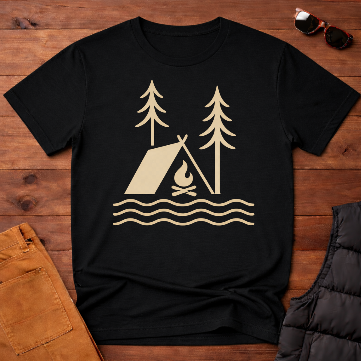 Wildlines Tent Campfire Camping T-Shirt