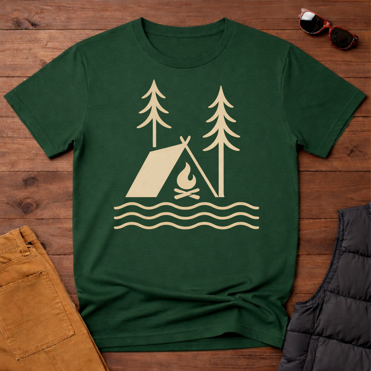 Wildlines Tent Campfire Camping T-Shirt