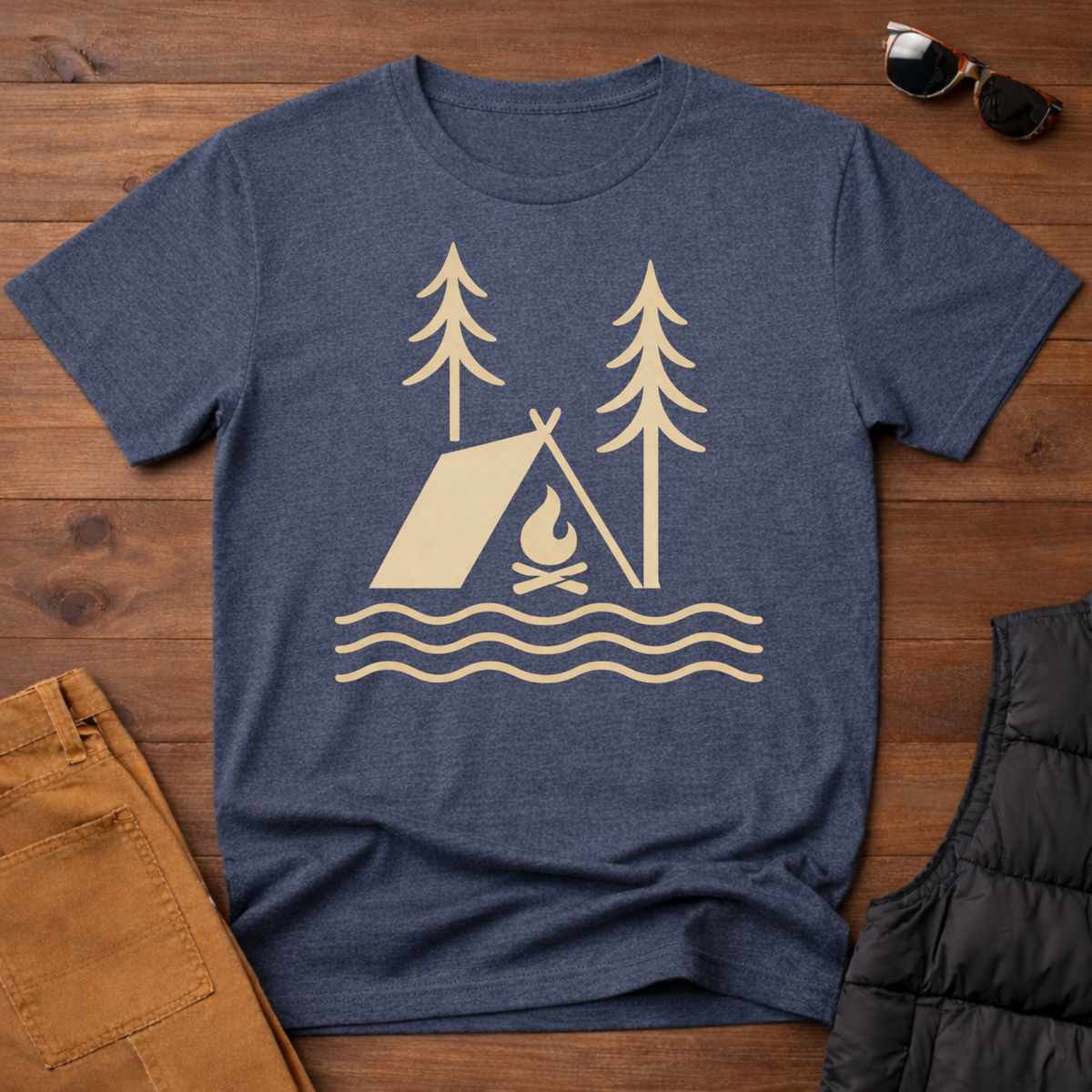 Wildlines Tent Campfire Camping T-Shirt