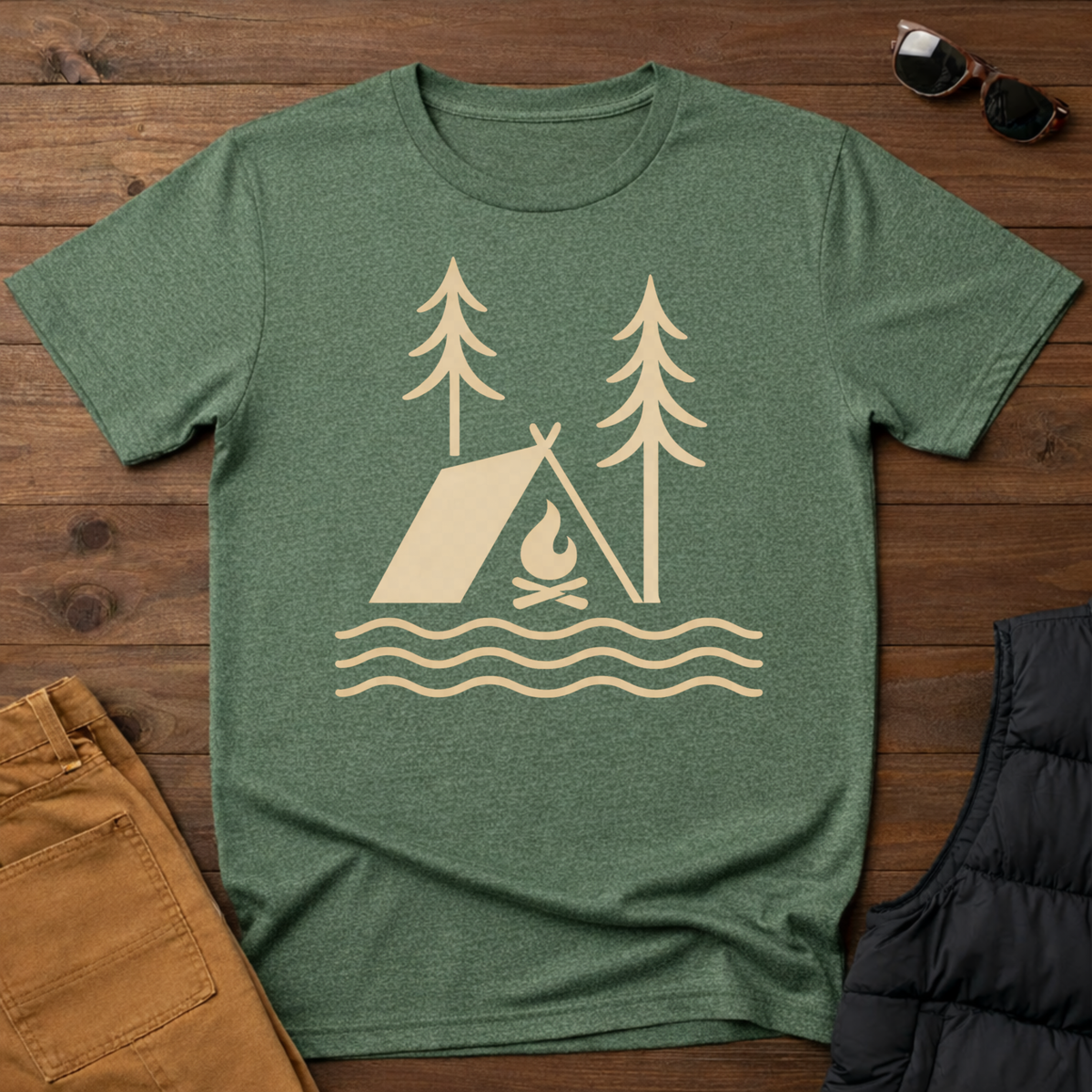 Wildlines Tent Campfire Camping T-Shirt