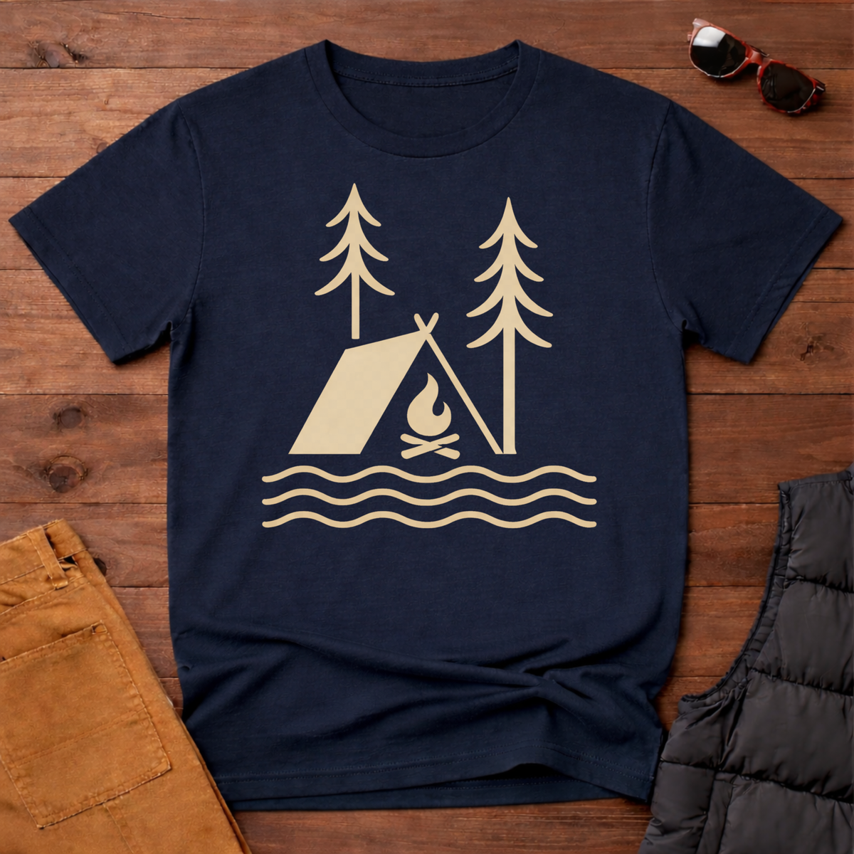 Wildlines Tent Campfire Camping T-Shirt