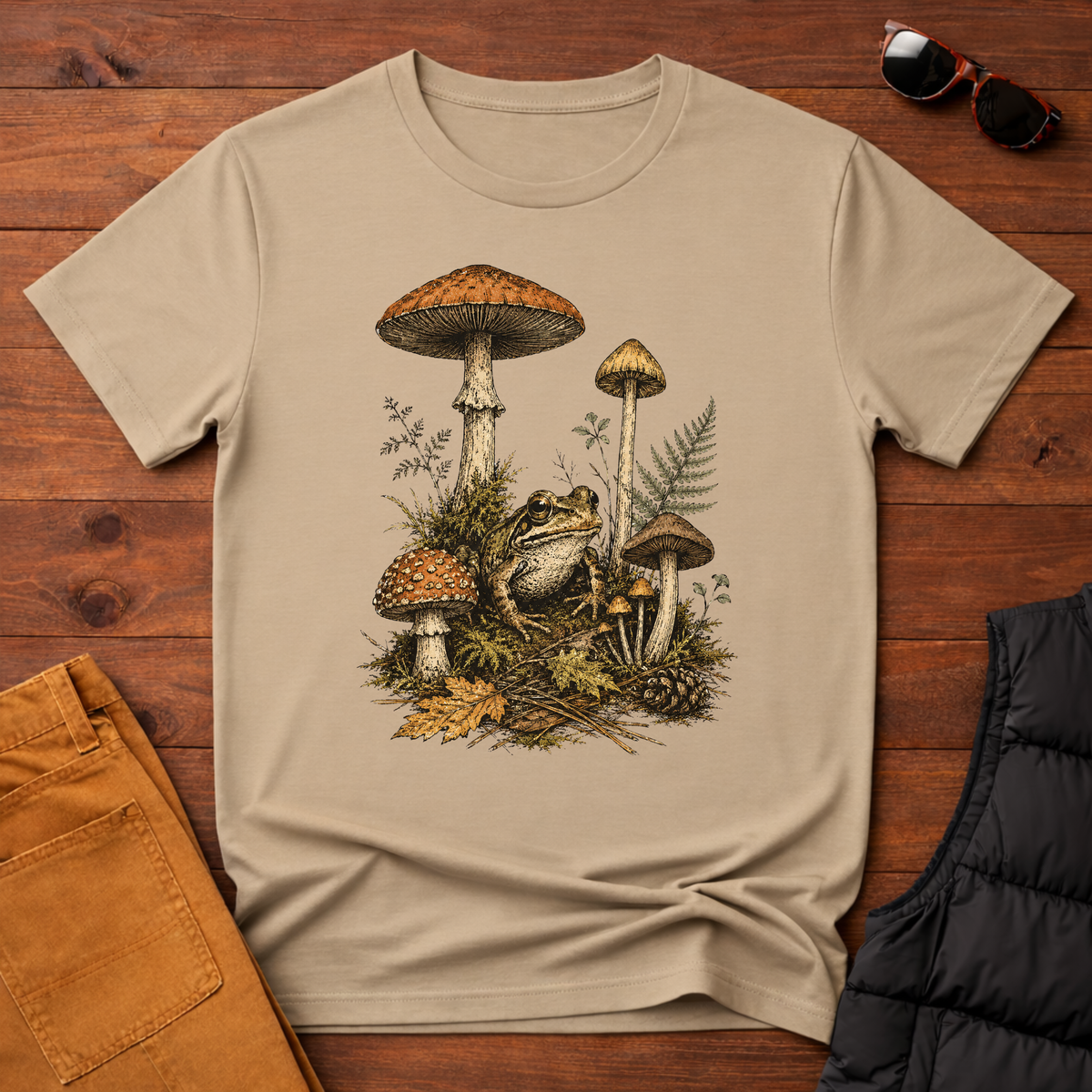 Woodland Frog & Mushroom T-Shirt