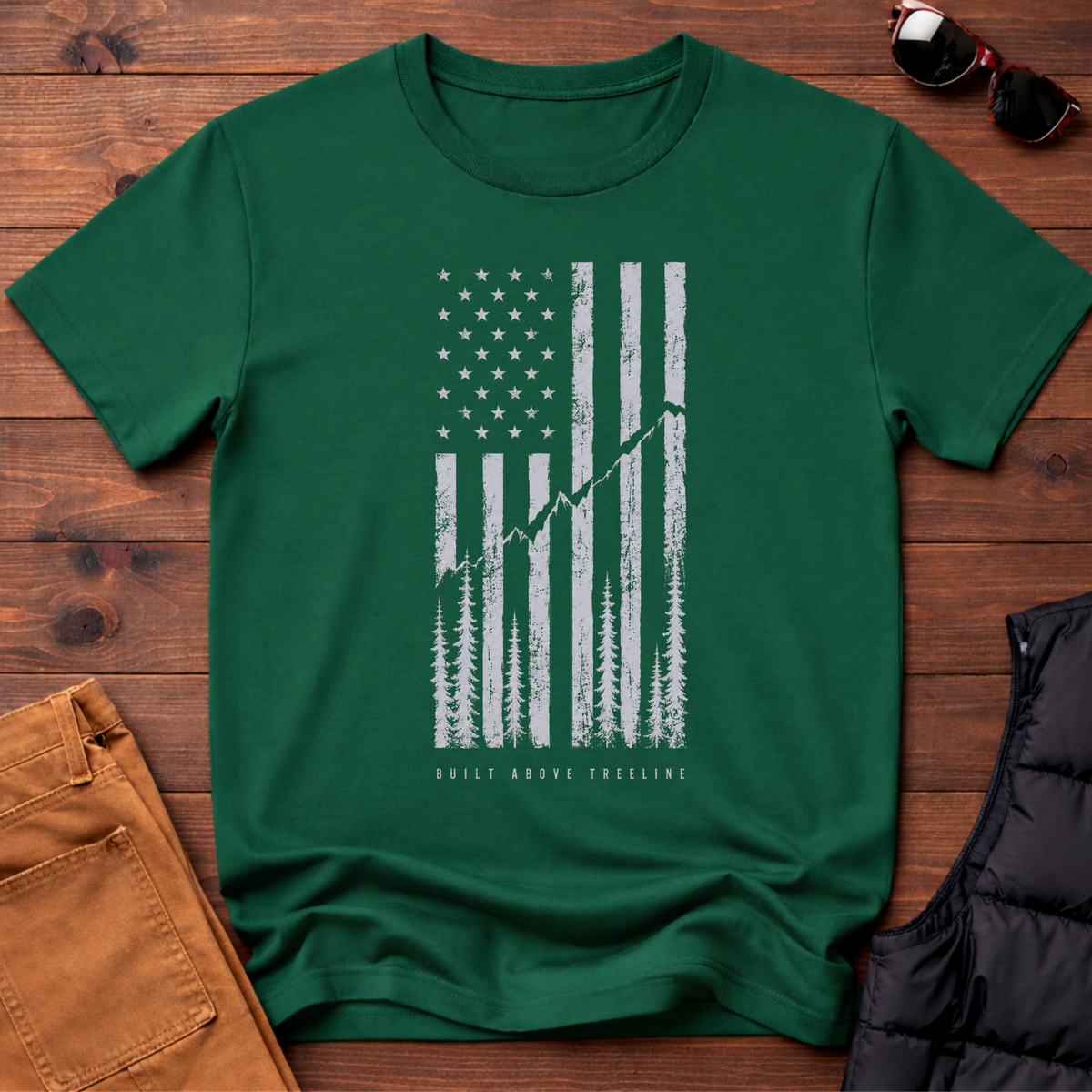 Flag Trail T-Shirt | Patriotic Hiking Tee