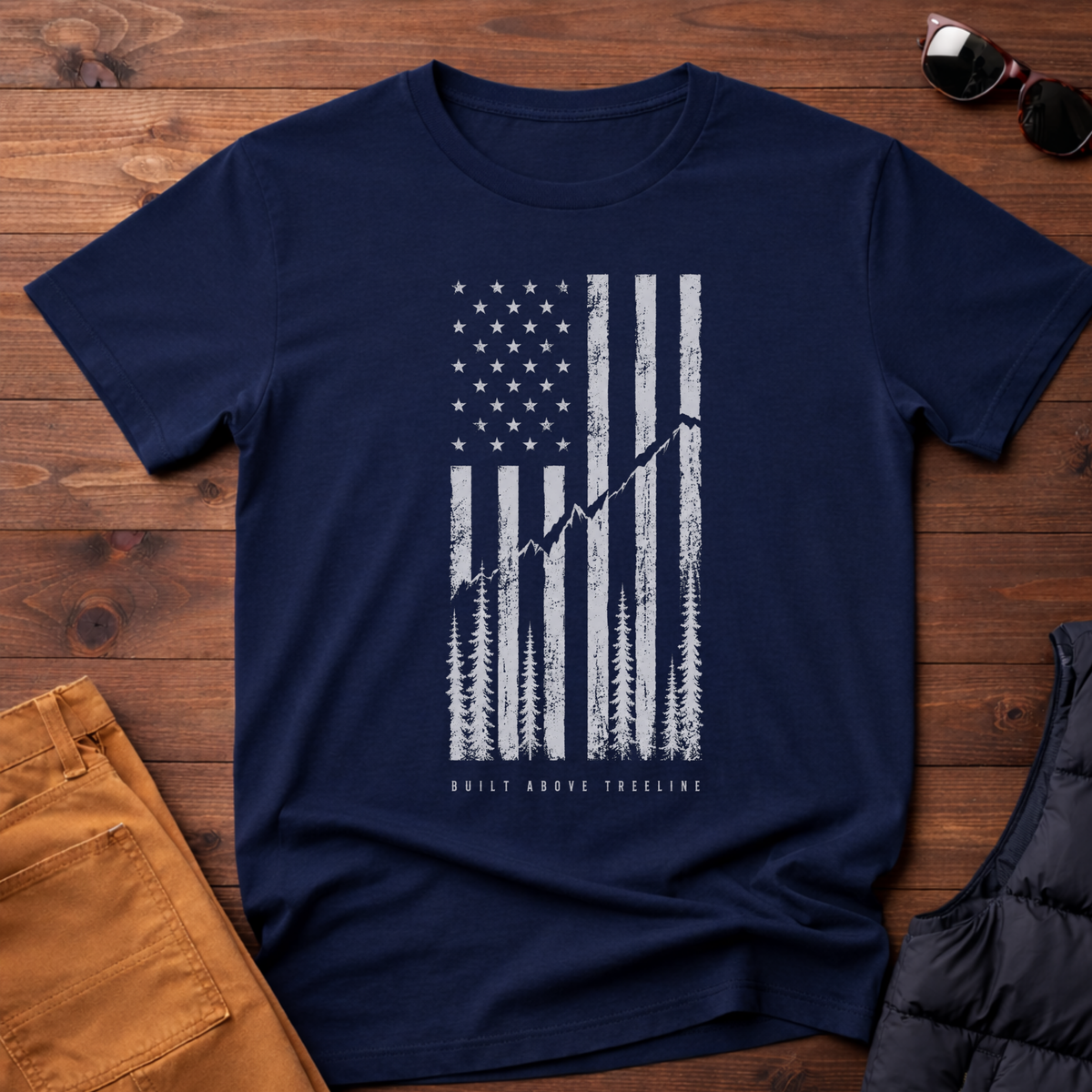 Flag Trail T-Shirt | Patriotic Hiking Tee
