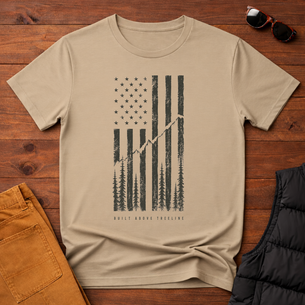 Flag Trail T-Shirt | Patriotic Hiking Tee