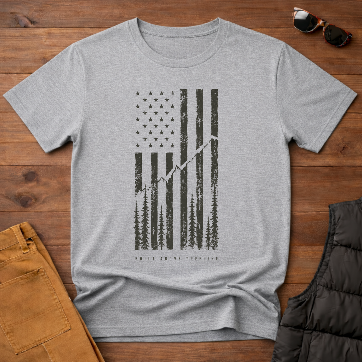 Flag Trail T-Shirt | Patriotic Hiking Tee