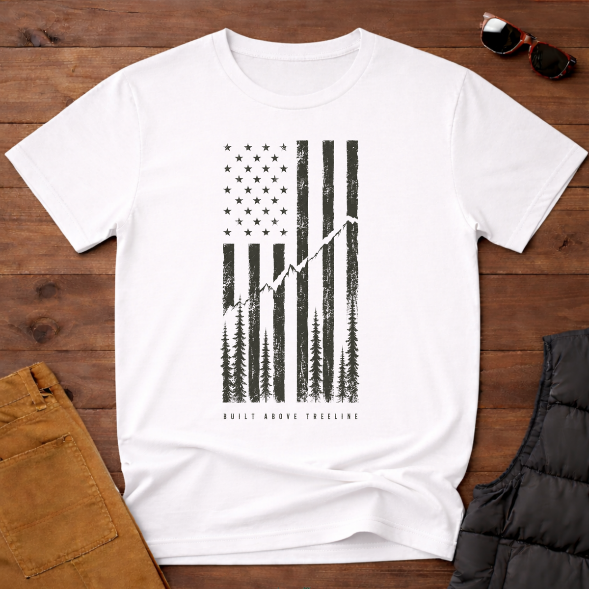 Flag Trail T-Shirt | Patriotic Hiking Tee