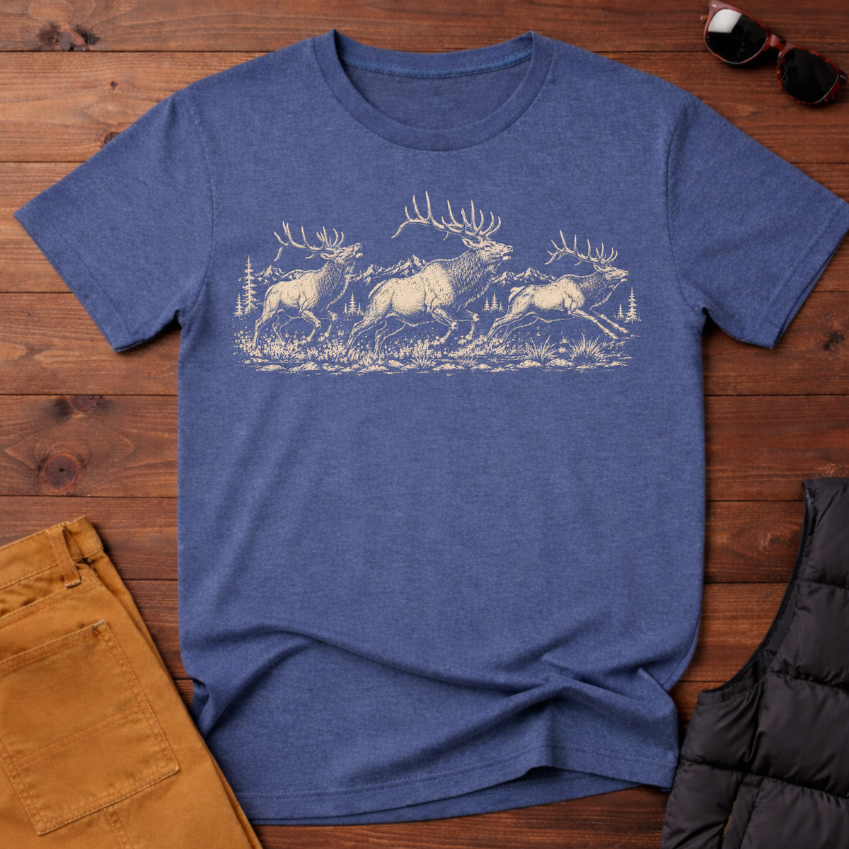 Elk Herd on the Run T-Shirt