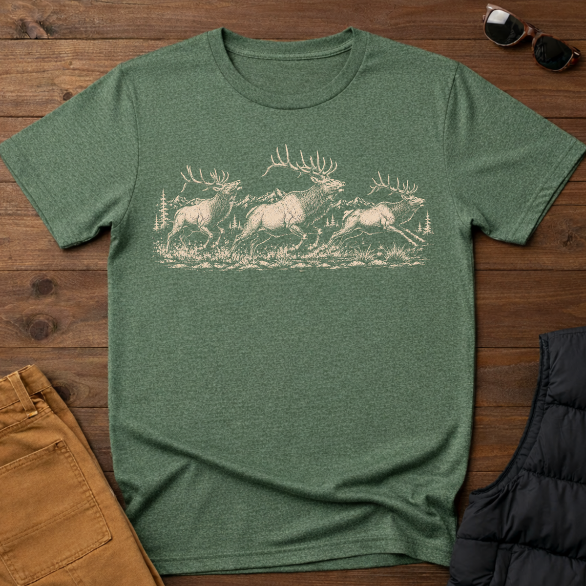 Elk Herd on the Run T-Shirt