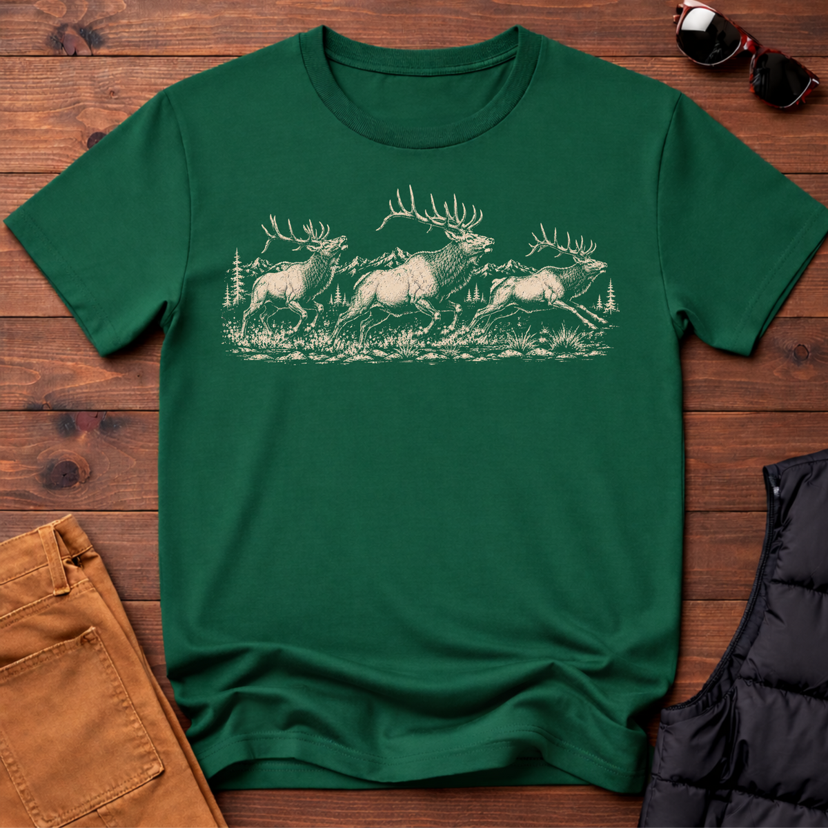 Elk Herd on the Run T-Shirt