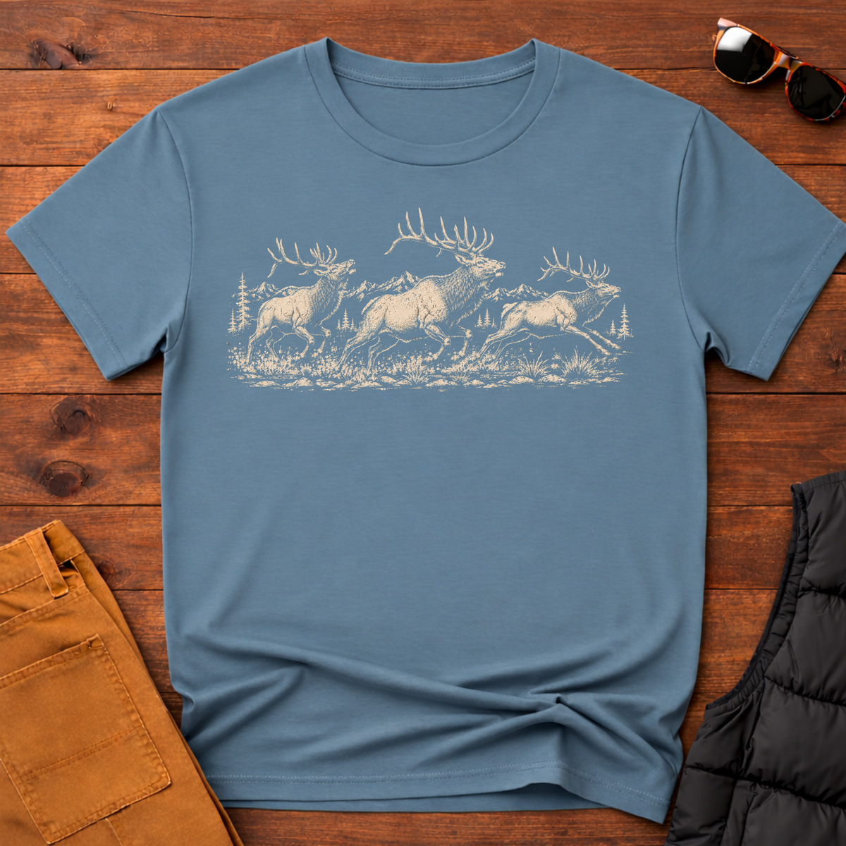 Elk Herd on the Run T-Shirt