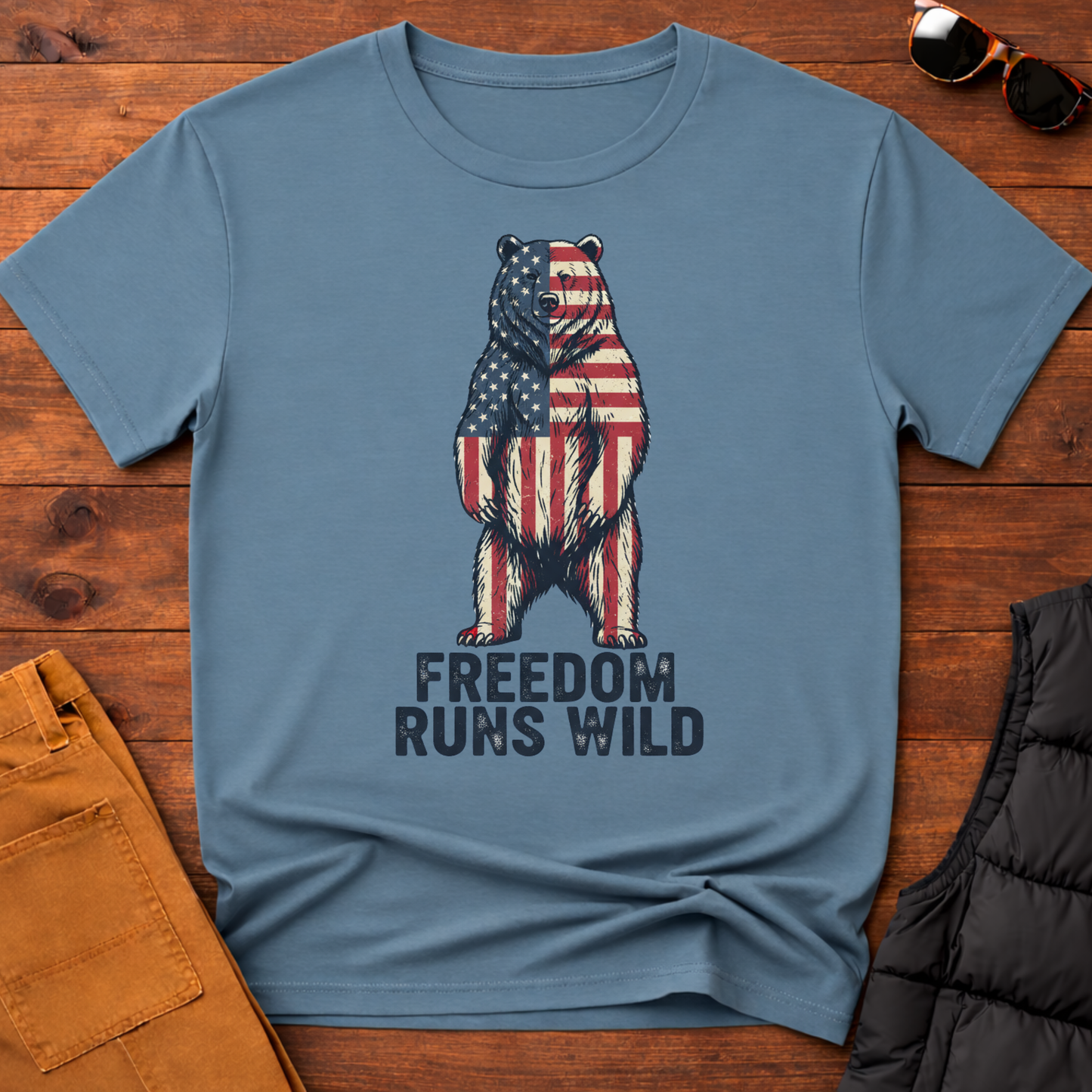 Patriotic Bear Freedom Runs Wild T-Shirt
