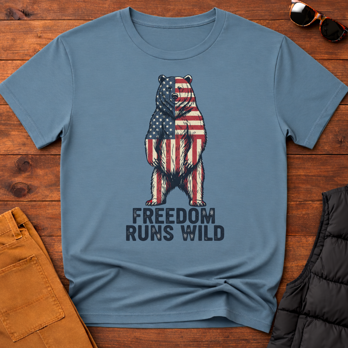 Patriotic Bear Freedom Runs Wild T-Shirt