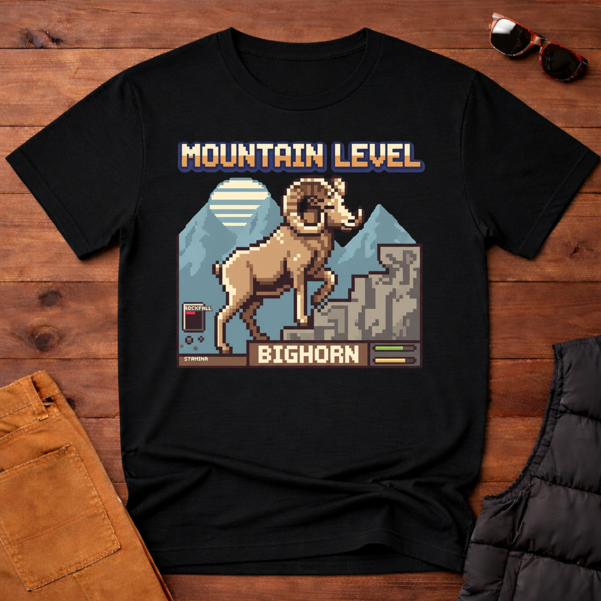 8-Bit Bighorn Mountain Level T-Shirt