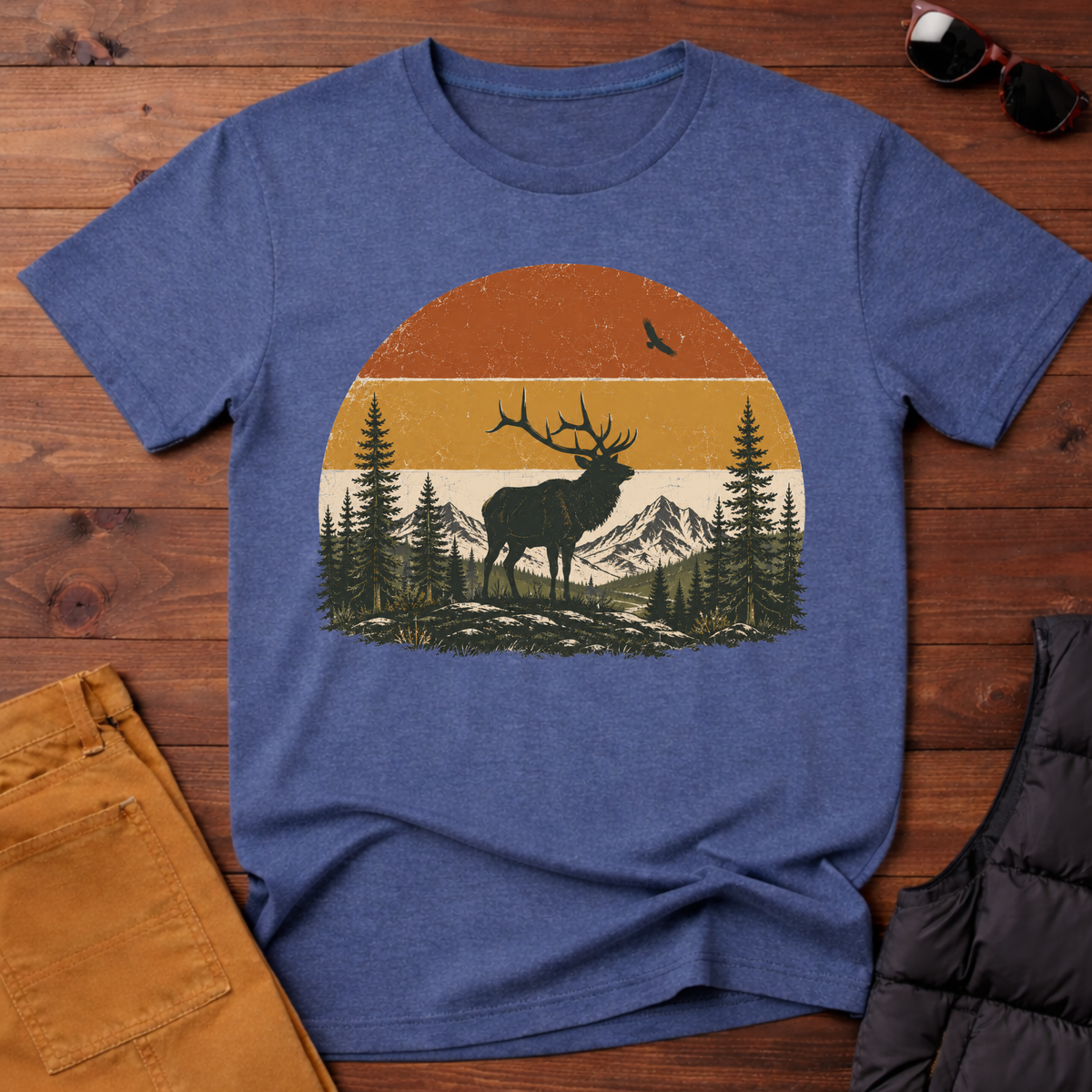 Retro Elk Sunset T-Shirt